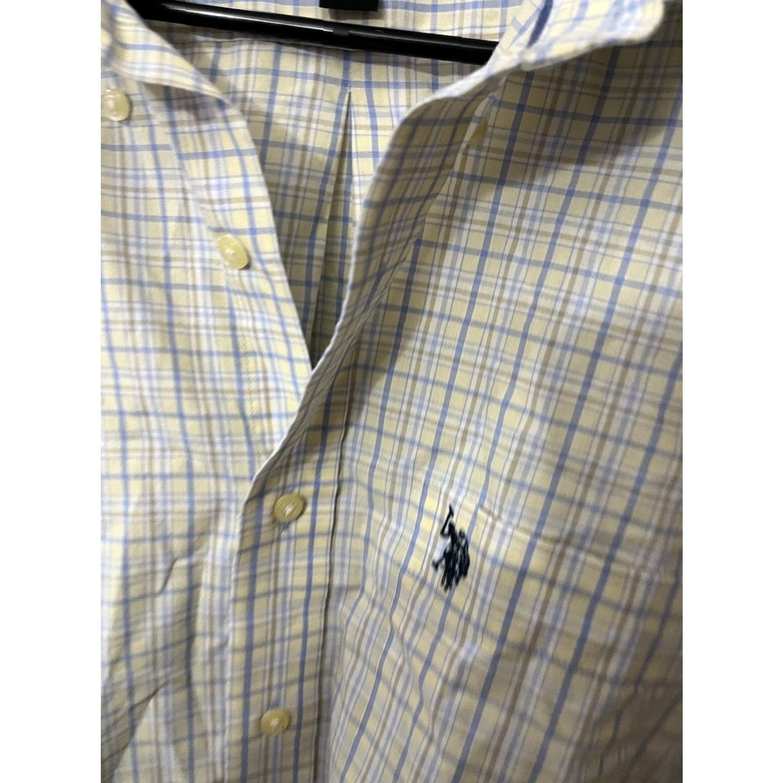 Vintage US Polo Assn Mens XL Shirt Yellow Plaid Short Sleeve Button Up 100% Cotton Classic Size US XL / EU 56 / 4 - 2 Thumbnail