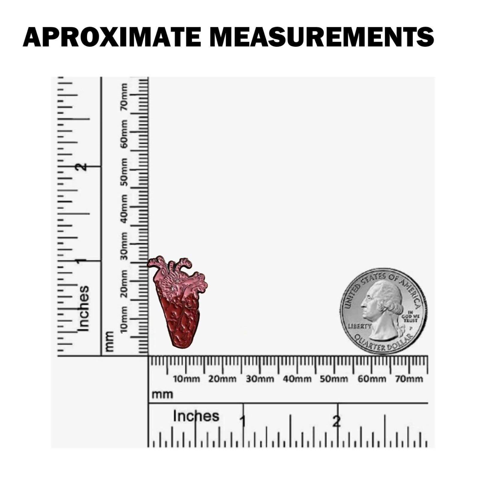 Other New Heart Enamel Pin Pink Burgundy Anatomical Jewelry Brooch Size ONE SIZE - 7 Thumbnail