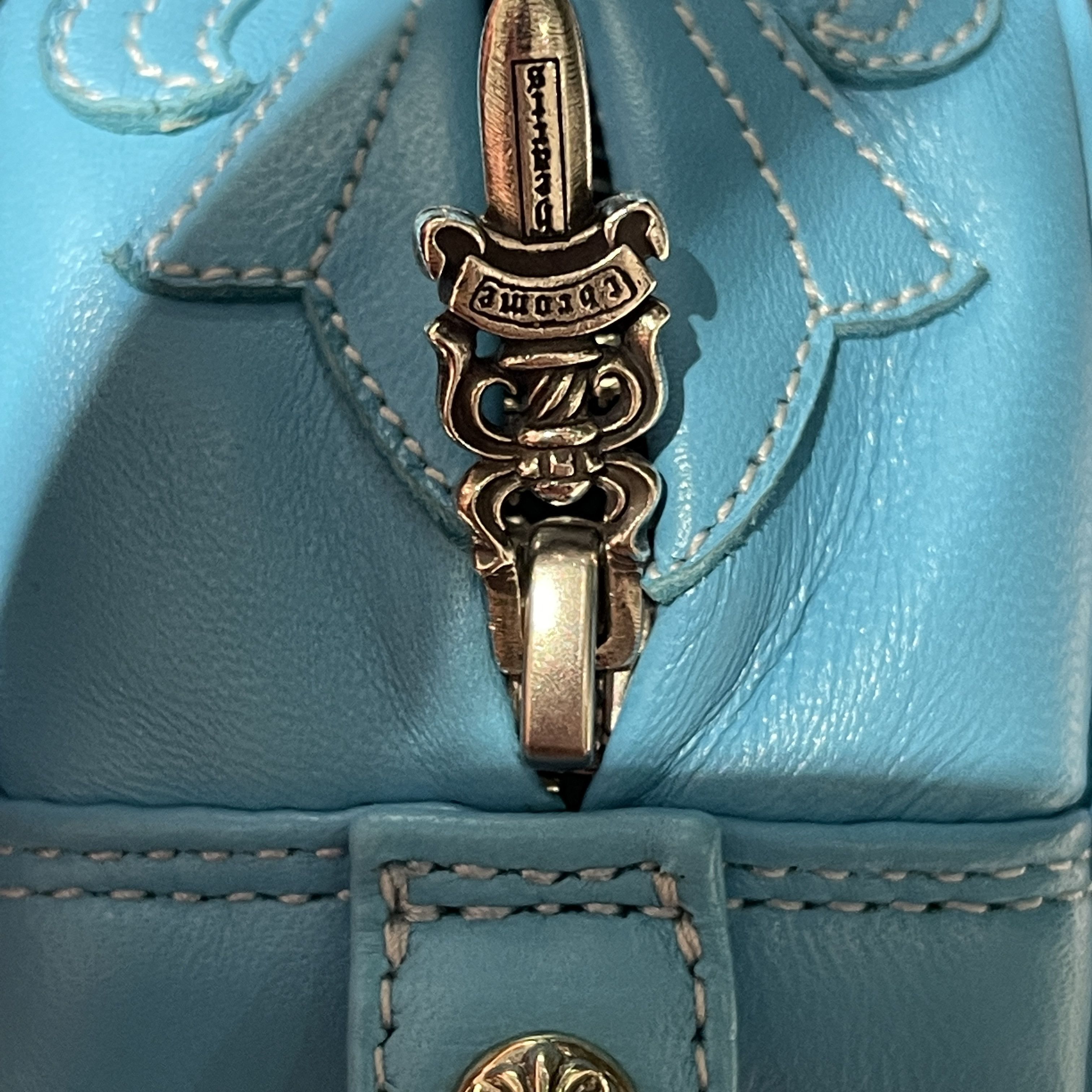 Chrome Hearts Chrome Hearts Leather Cross Patch Blue Mini Gym Bag Size ONE SIZE - 9 Thumbnail