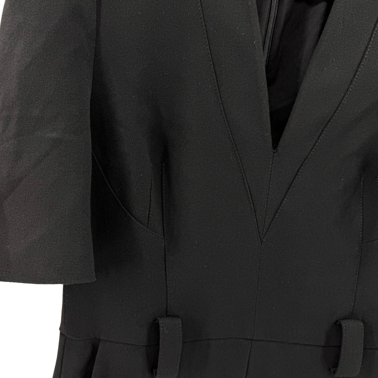 Karen Millen Black Structured Bodice Pockets Tapered Leg Jumpsuit Size 30" / US 8 / IT 44 - 3 Thumbnail