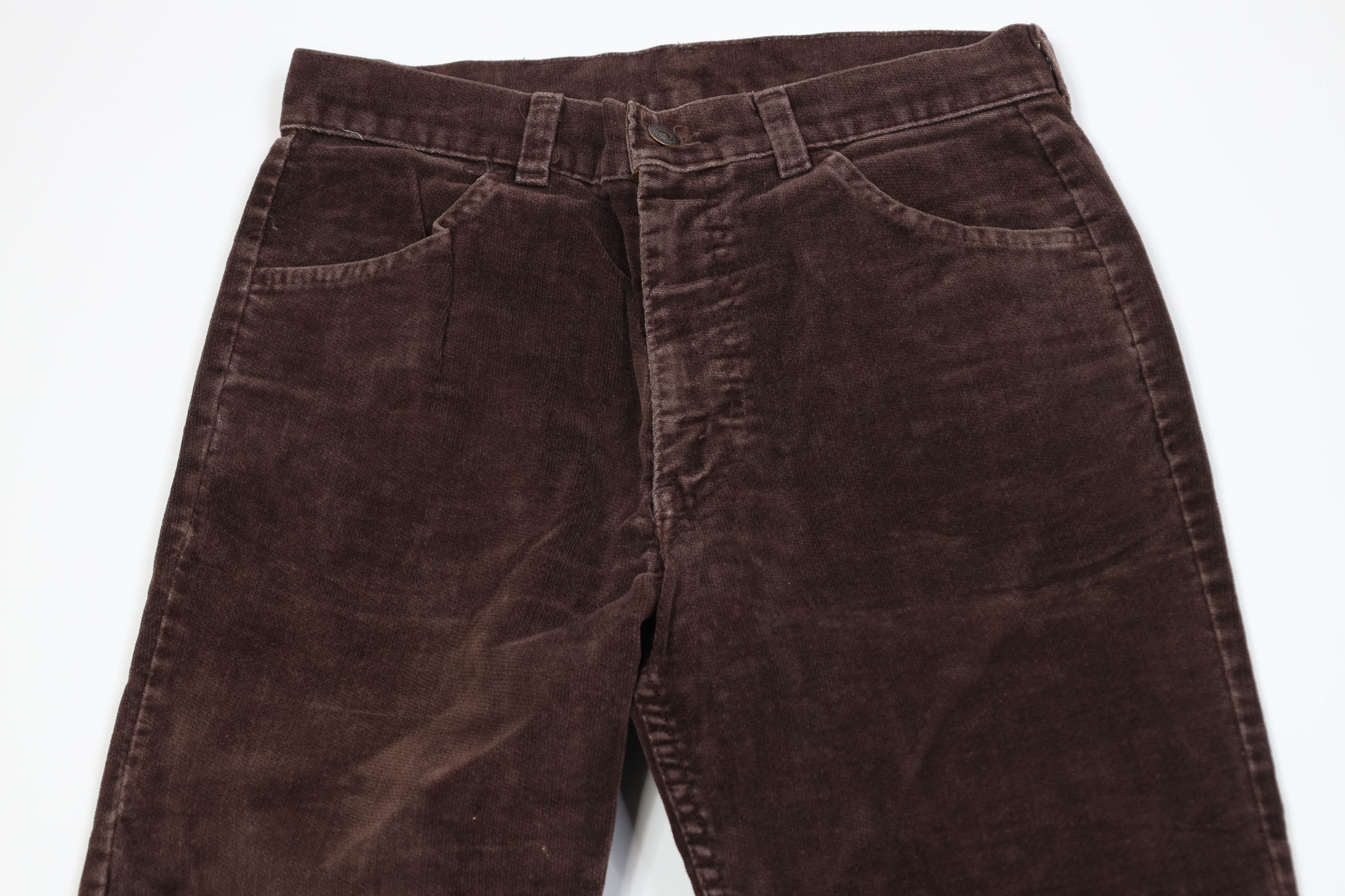 Levi's Vintage 70s Levis Velour Corduroy Wide Leg Pants Brown USA Size US 30 / EU 46 - 2 Thumbnail