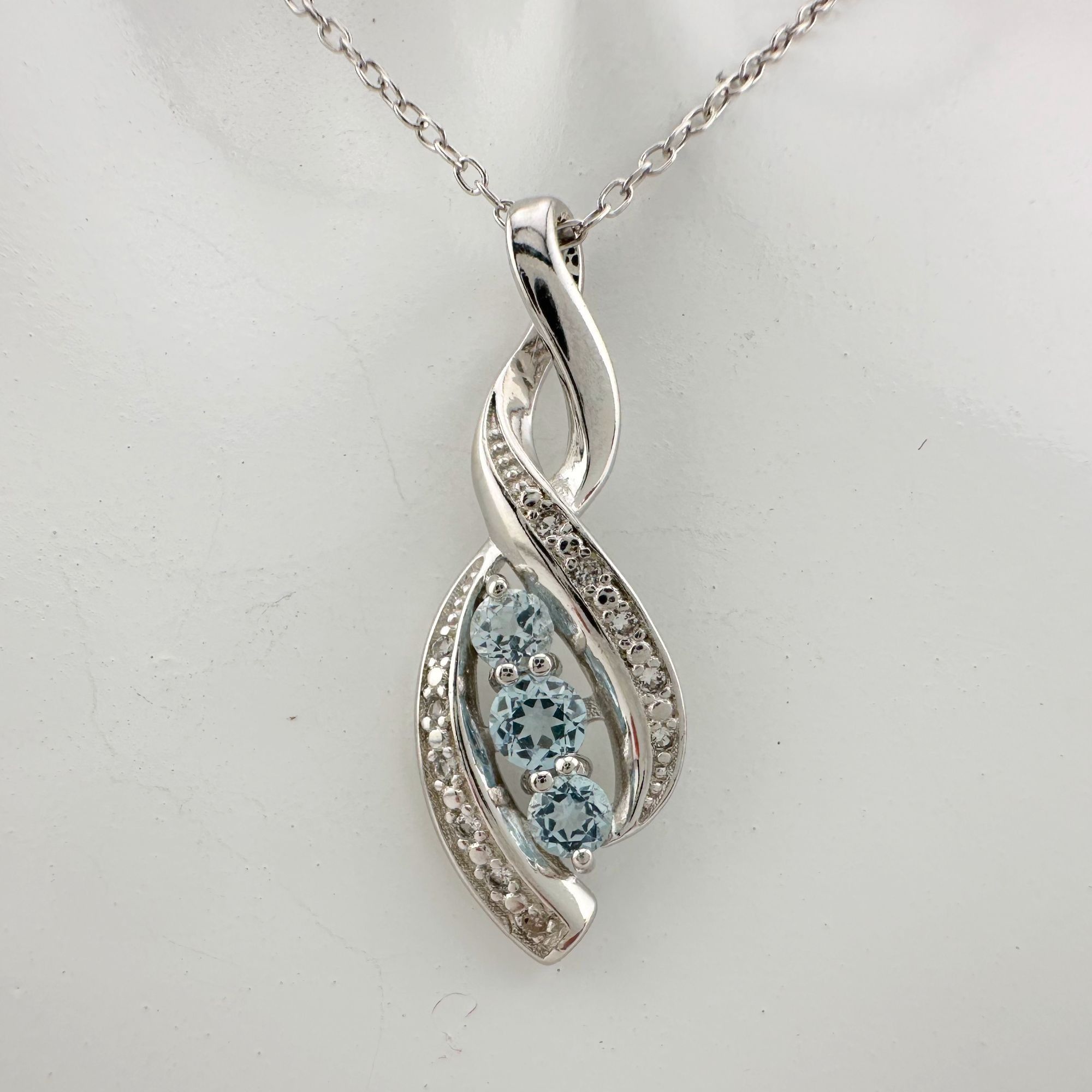 Other Blue Topaz Swirling Ribbon Necklace with Diamond Accent Size ONE SIZE - 2 Thumbnail