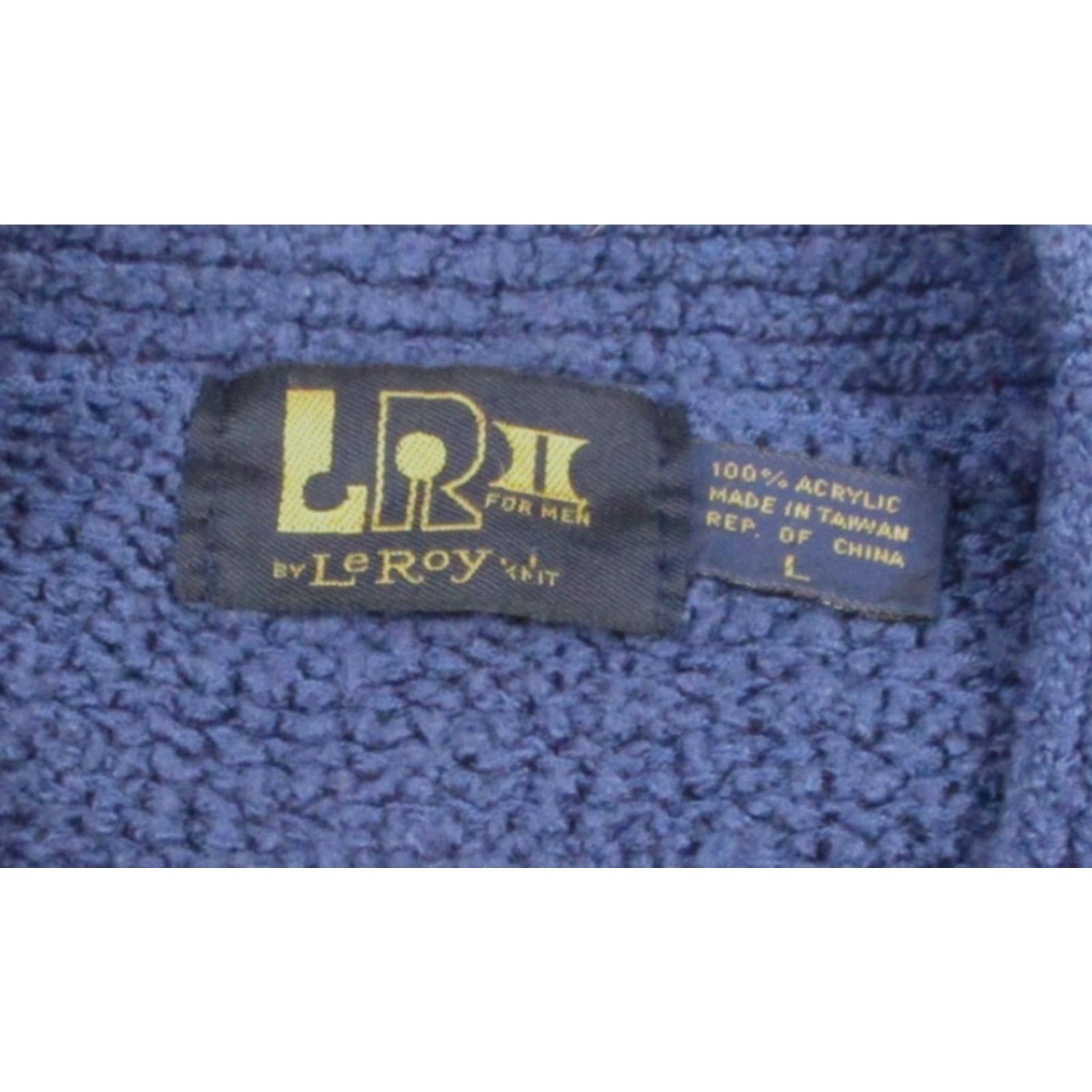 Vintage VINTAGE Leroy Sweater Cardigan Mens Large Blue 80s Knit Woven Button Front V-Neck Classic Pocketed Cardigan Mens Size US L / EU 52-54 / 3 - 5 Thumbnail