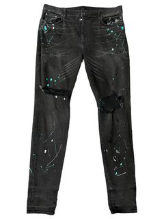 Amiri Slim Fit Distressed Paint Splatter Jeans - from clothing7998