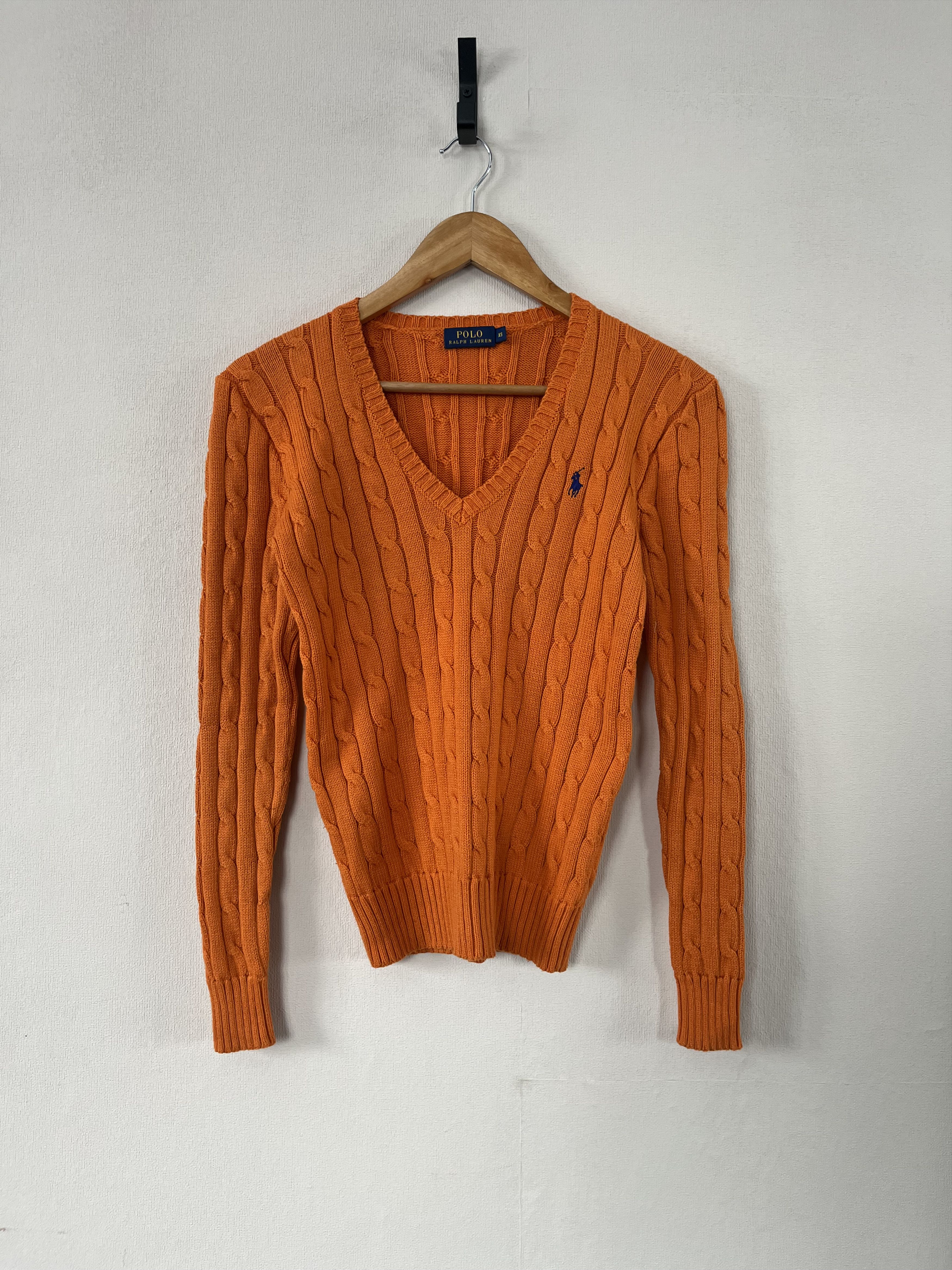 Polo Ralph Lauren Polo Ralph Lauren Cable Knit Sweater Womens Orange V Neck Size XS / US 0-2 / IT 36-38 - 1 Thumbnail