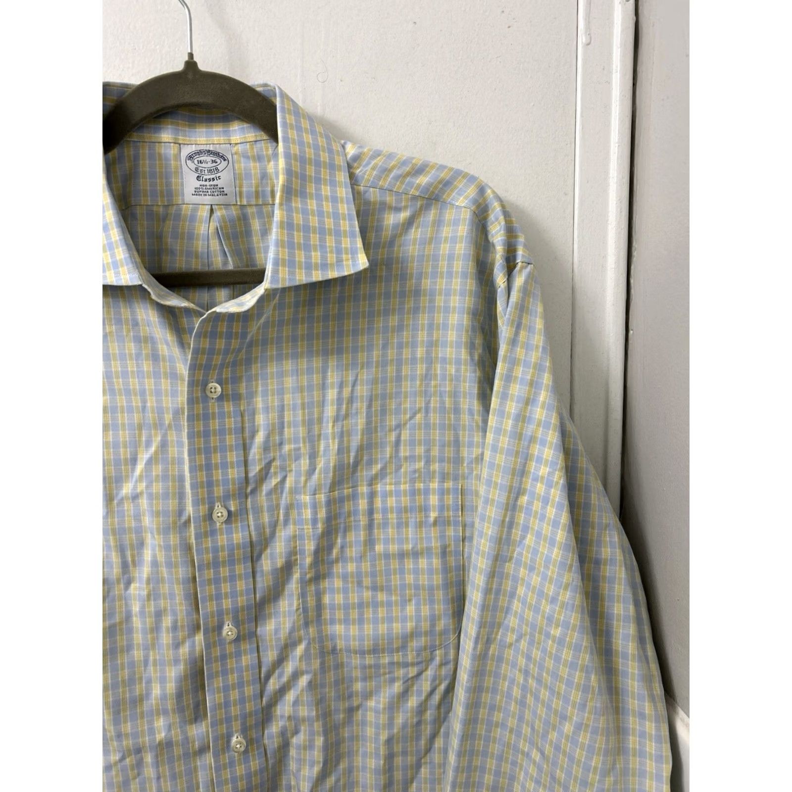 Brooks Brothers Brooks Brothers Classic Shirt Mens 16.5 36 Multicolor Non-Iron Supima Cotton Dress Shirt Long Sleeve Size US XL / EU 56 / 4 - 4 Thumbnail