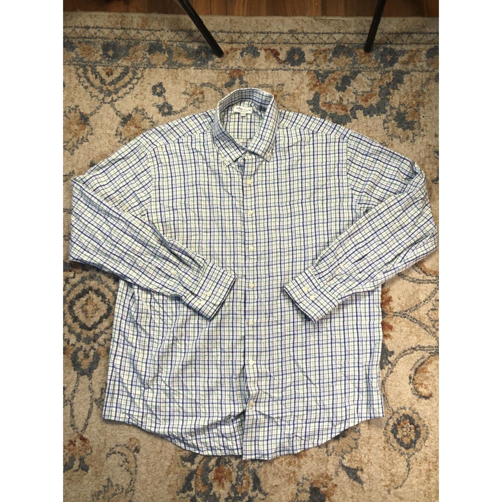 Peter Millar Peter Millar Shirt Mens XL Blue Check Long Sleeve Button-Down Summer Comfort Plaid Casual Size US XL / EU 56 / 4 - 2 Thumbnail