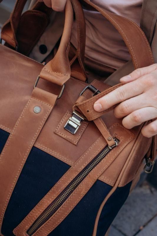 Handmade Genuine leather and thick canvas. Leather Weekender Size ONE SIZE - 6 Thumbnail