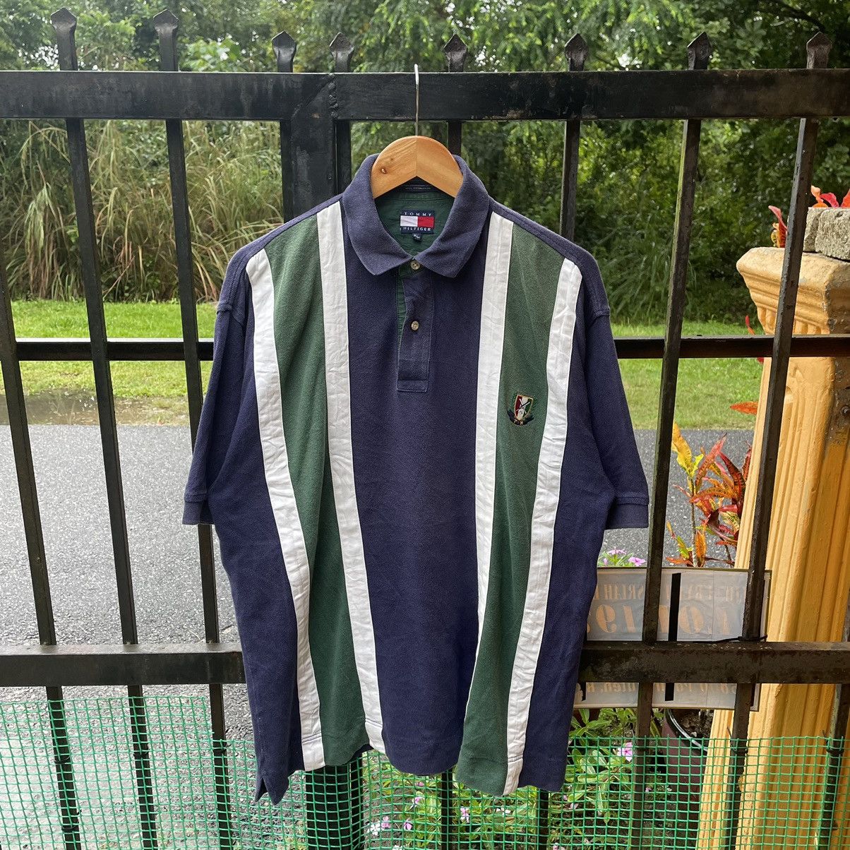Tommy Hilfiger × Vintage 🔥Vintage Tommy Hilfiger Striped Rugby Styles Polos Shirts Size US L / EU 52-54 / 3 - 1 Thumbnail