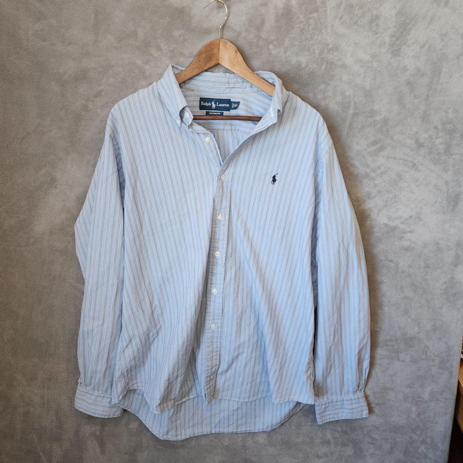 Ralph Lauren Ralph Lauren Men's XL Blue Striped Custom Fit Shirt Size US XL / EU 56 / 4 - 1 Thumbnail