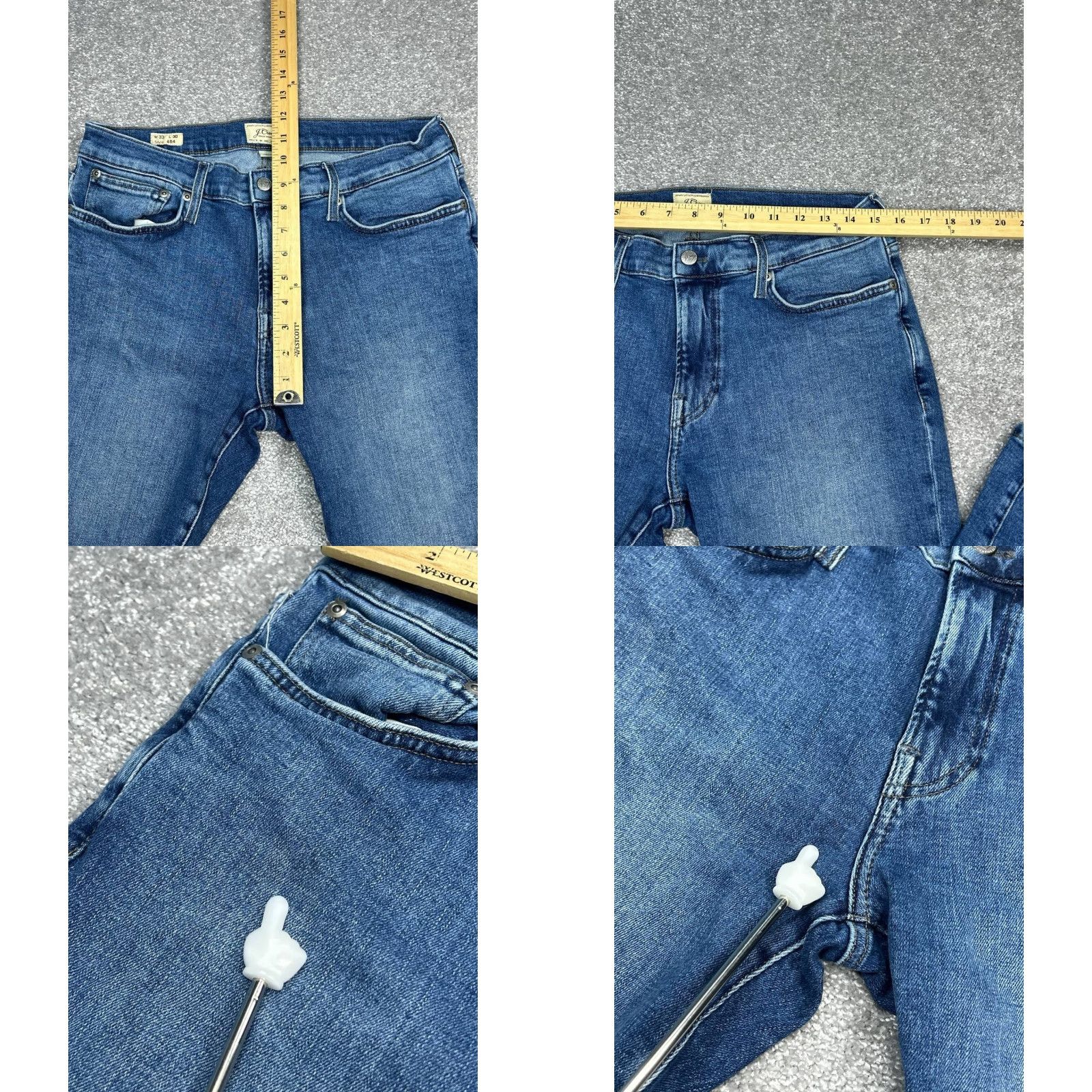 J.Crew J.CREW 484 Jeans Mens 30x29 Blue Denim Slim Straight 5-Pocket Cotton Spandex Medium Wash N/A Size US 33 - 8 Thumbnail