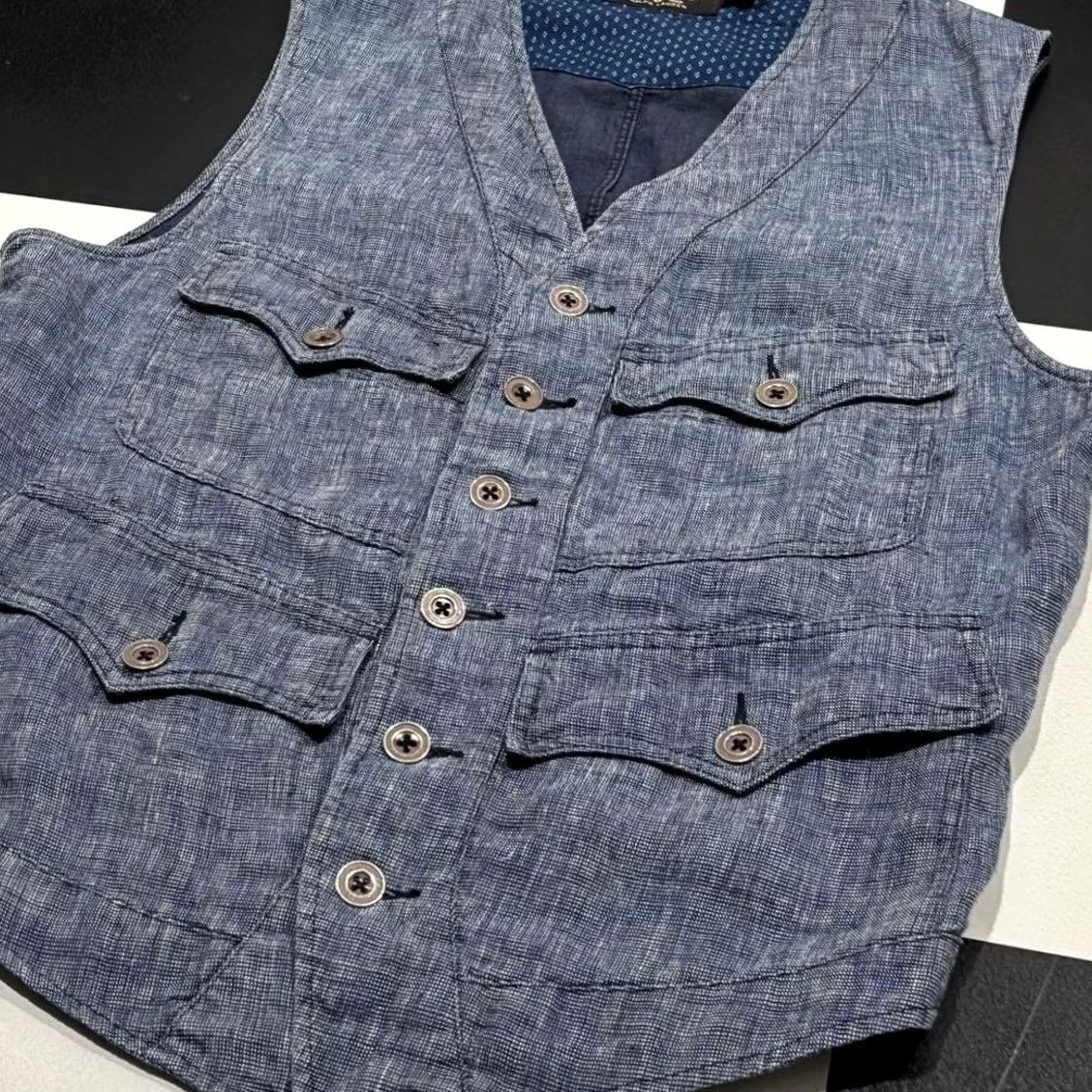 Ralph Lauren RRL Ralph Lauren HOBSON PINCHECK Work Vest Indigo Men's Size S Size US S / EU 44-46 / 1 - 5 Thumbnail
