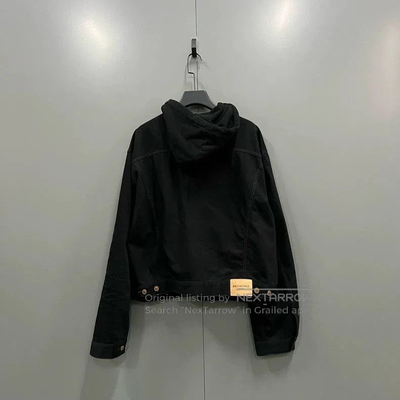 Balenciaga Balenciaga Black Denim Hooded Jacket. Size US M / EU 48-50 / 2 - 2 Thumbnail