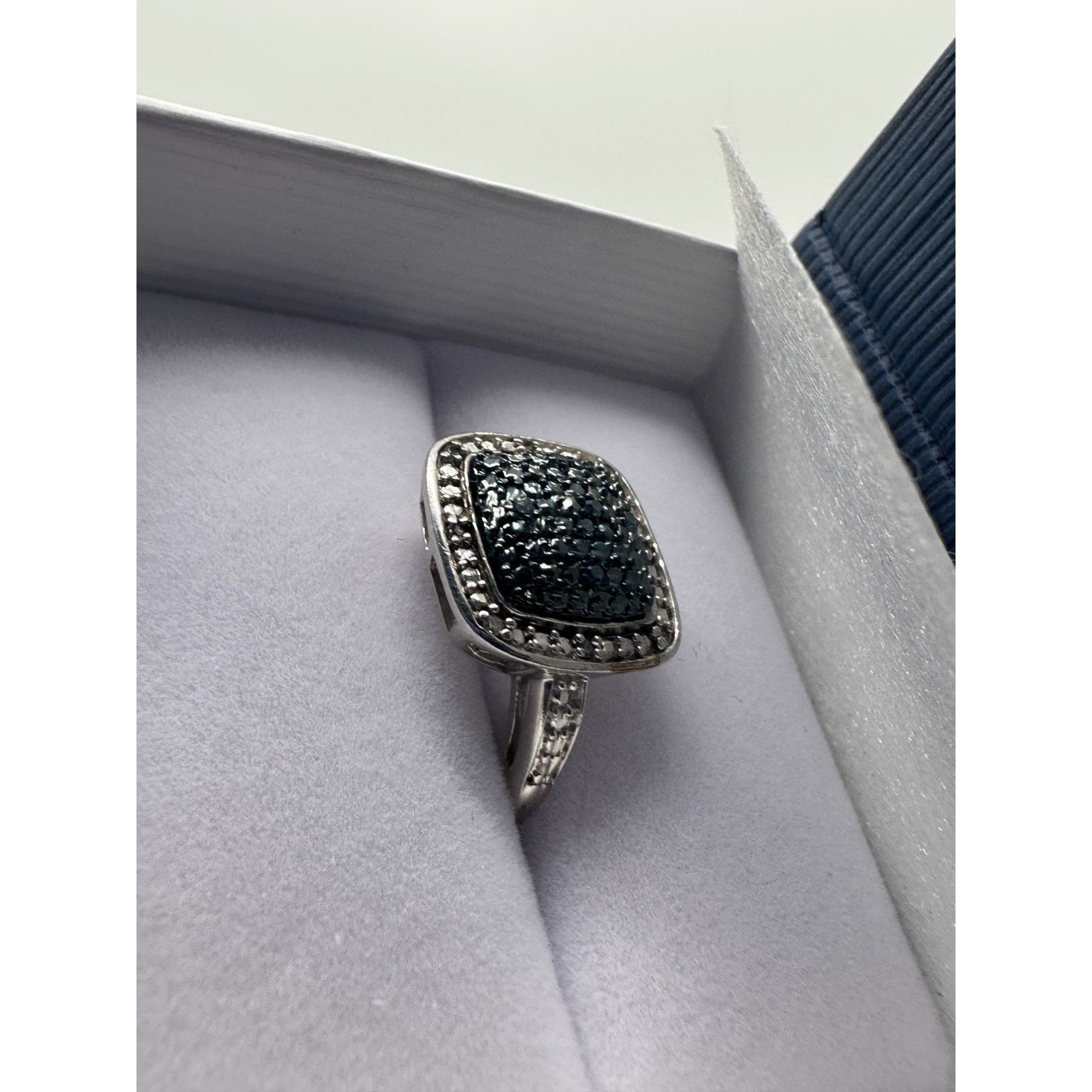 Other Genuine Cushion Cut Blue Diamond Ring Size 7 - Pretty with N Size ONE SIZE - 6 Thumbnail
