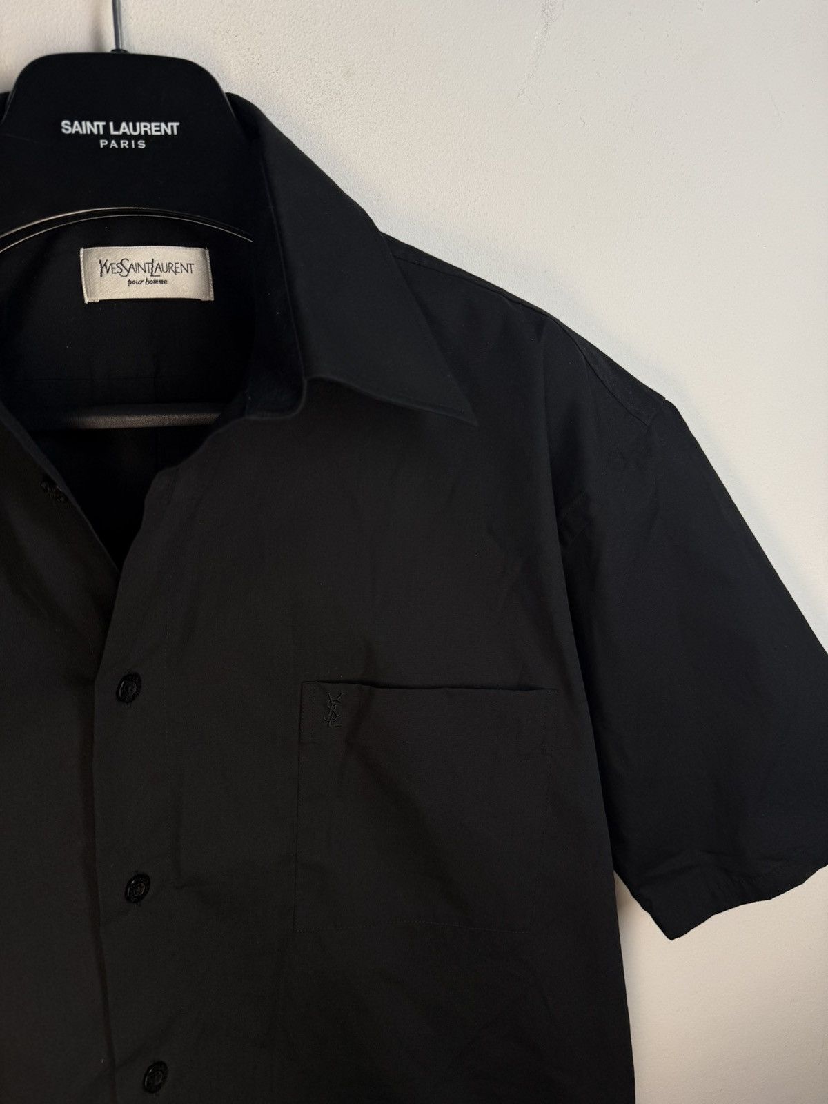 Yves Saint Laurent Black YSL Shirt Short Sleeve Button Up Collar Vintage y2k Size US M / EU 48-50 / 2 - 14 Thumbnail