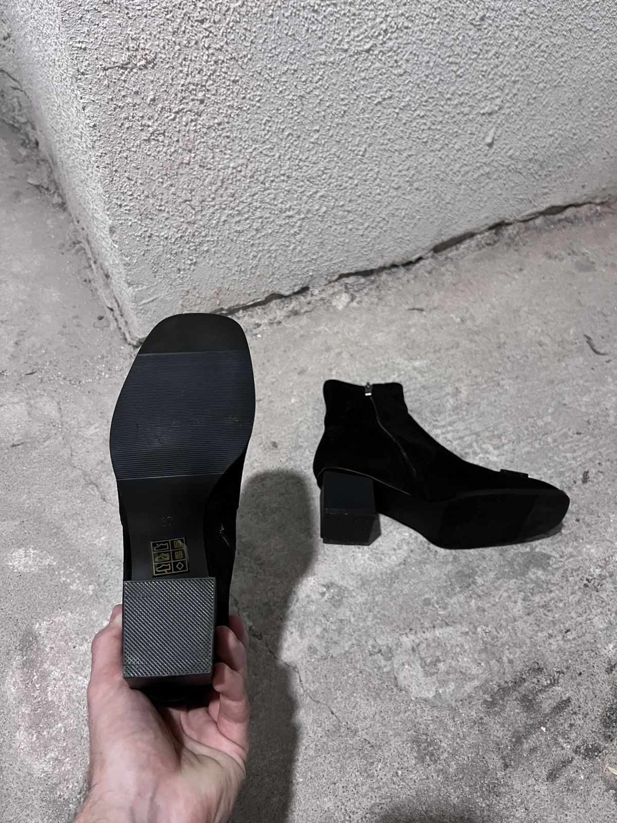 Rick Owens Detailed Suede Leather Avant Garde Heeled Ankle Boots Size US 7 / IT 37 - 6 Thumbnail