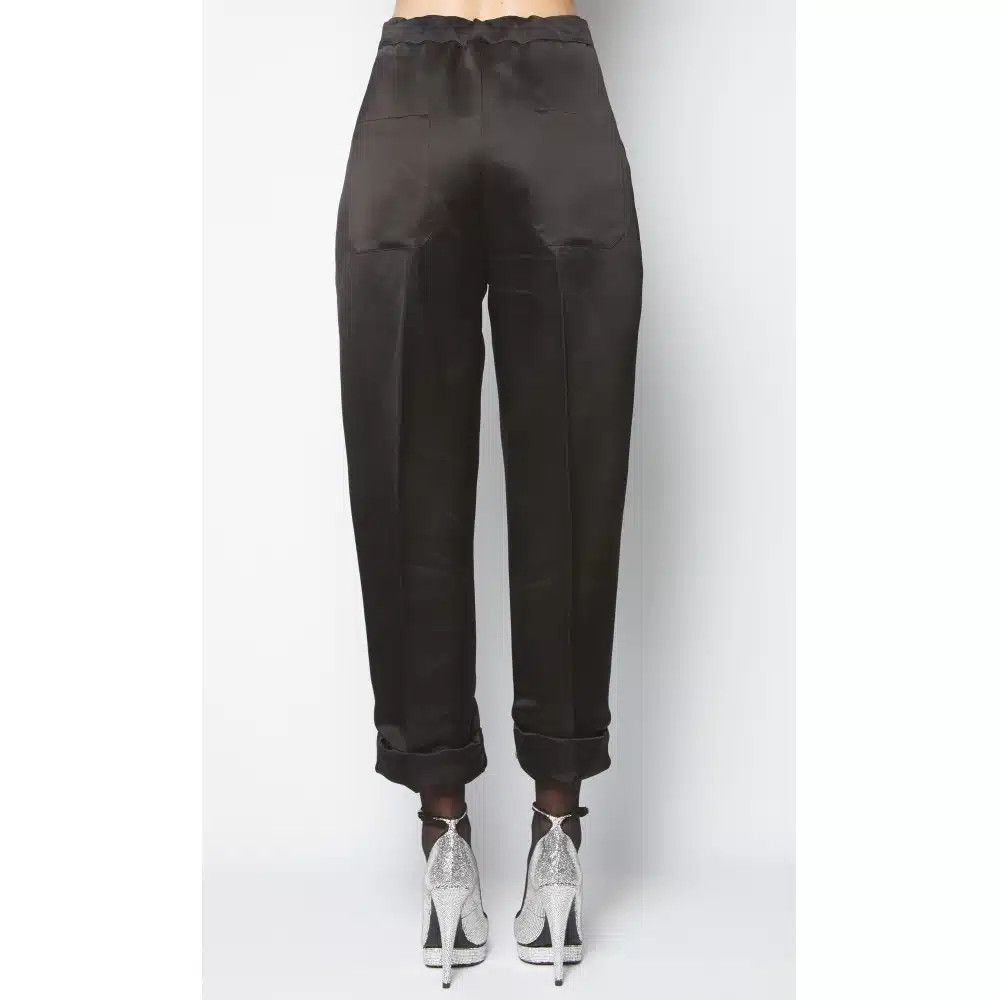 Tom Ford o1loc1c0526 PAW281 Silk Duchesse Boyfriend Cut Pant in Black Size 25" / US 0 / IT 36 - 4 Thumbnail