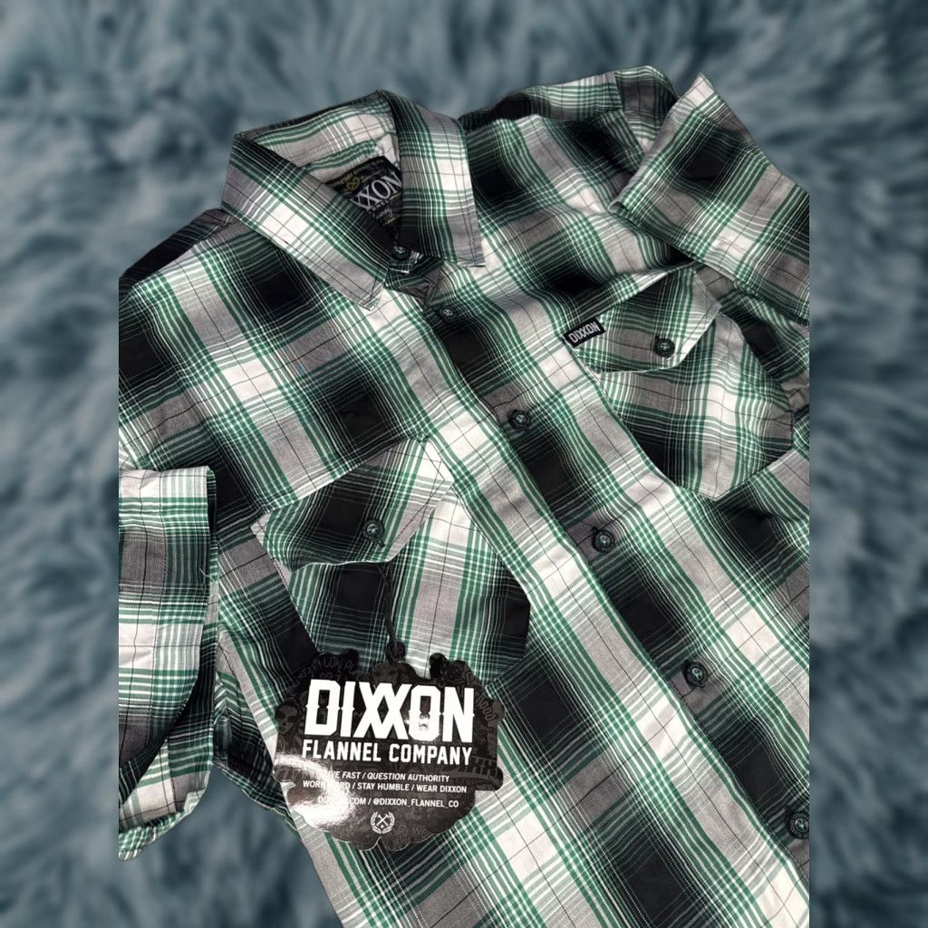 CO Dixxon Flannel Co “The Killarney” Bamboo Plaid Party Shirt Sz L Short Sleeve Shirt Men Green Flannel Plaid Bamboo Party Shirt L Mens Size US L / EU 52-54 / 3 - 1 Thumbnail