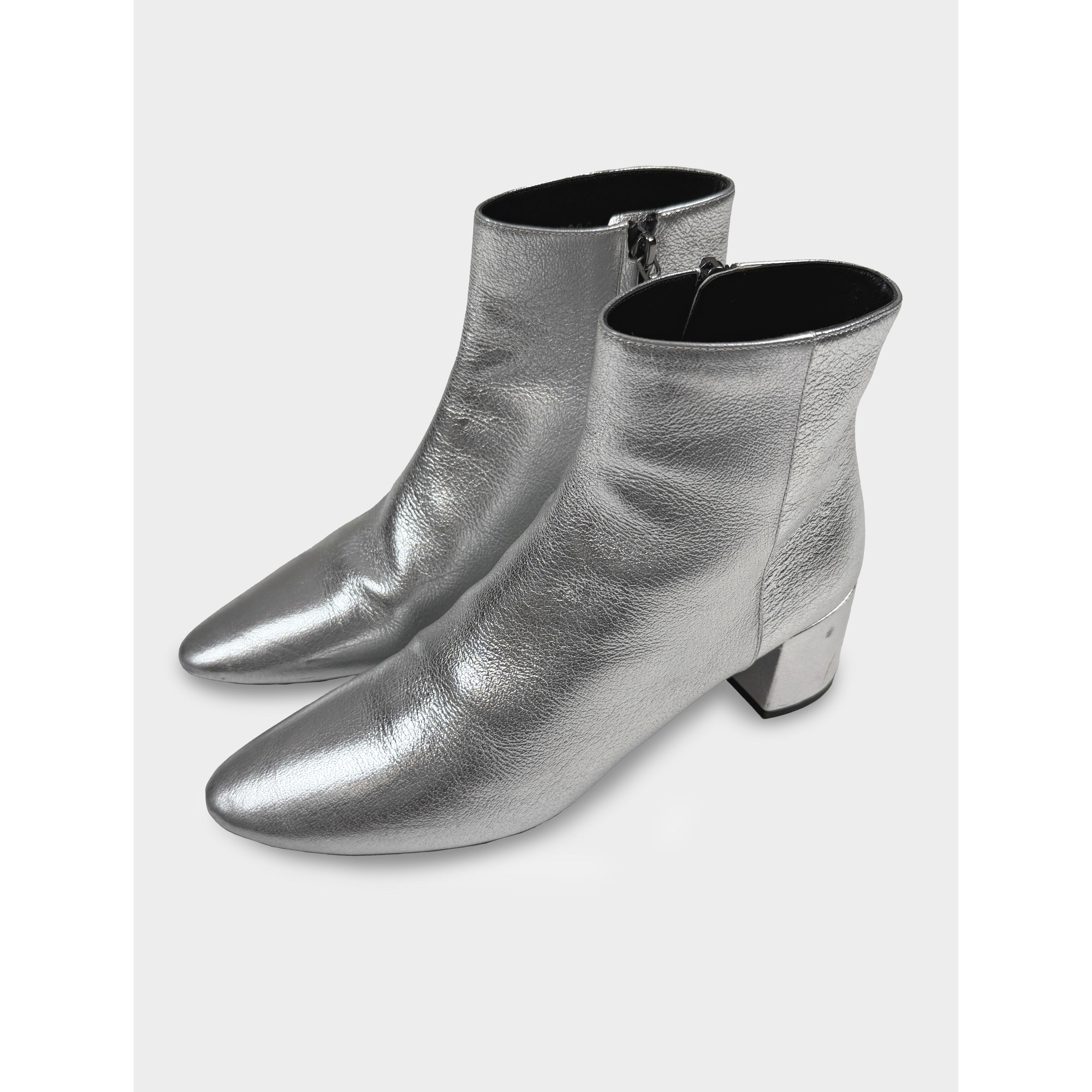 Saint Laurent Paris Saint Laurent metallic ankle boots Size US 7.5 / IT 37.5 - 1 Thumbnail