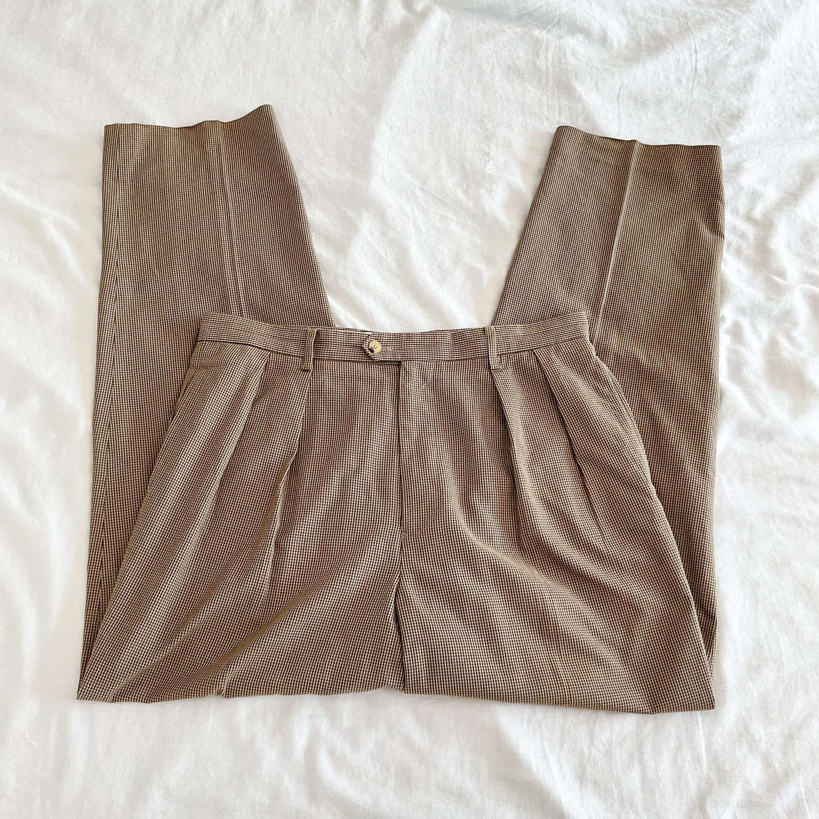 Tommy Hilfiger VTG 90s Tommy Hilfiger brown pleated trousers mens 36x34 Size US 36 / EU 52 - 1 Thumbnail