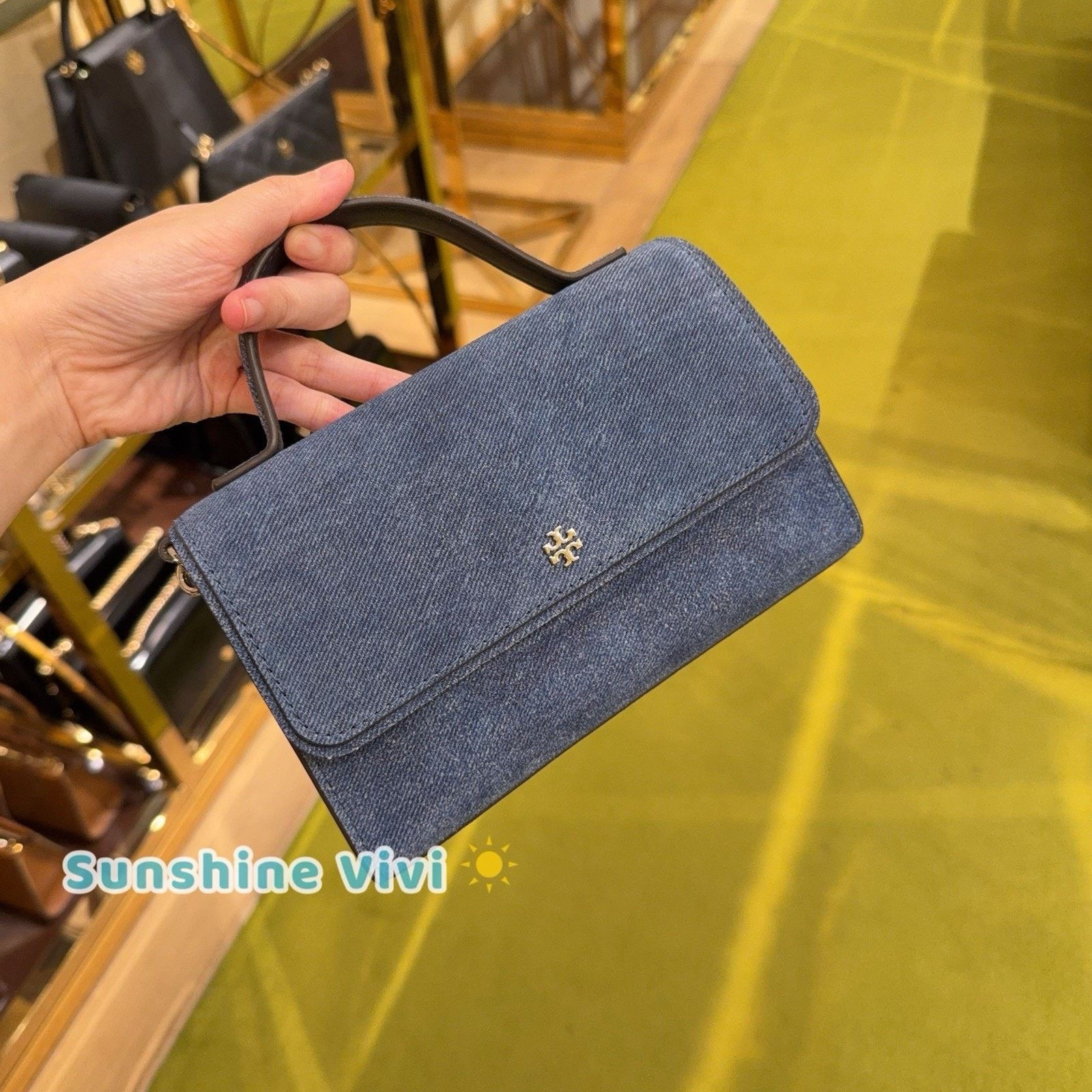 Tory Burch NWT Tory Burch EMERSON Mini Top Handle Dark denim 175798 Size ONE SIZE - 5 Thumbnail