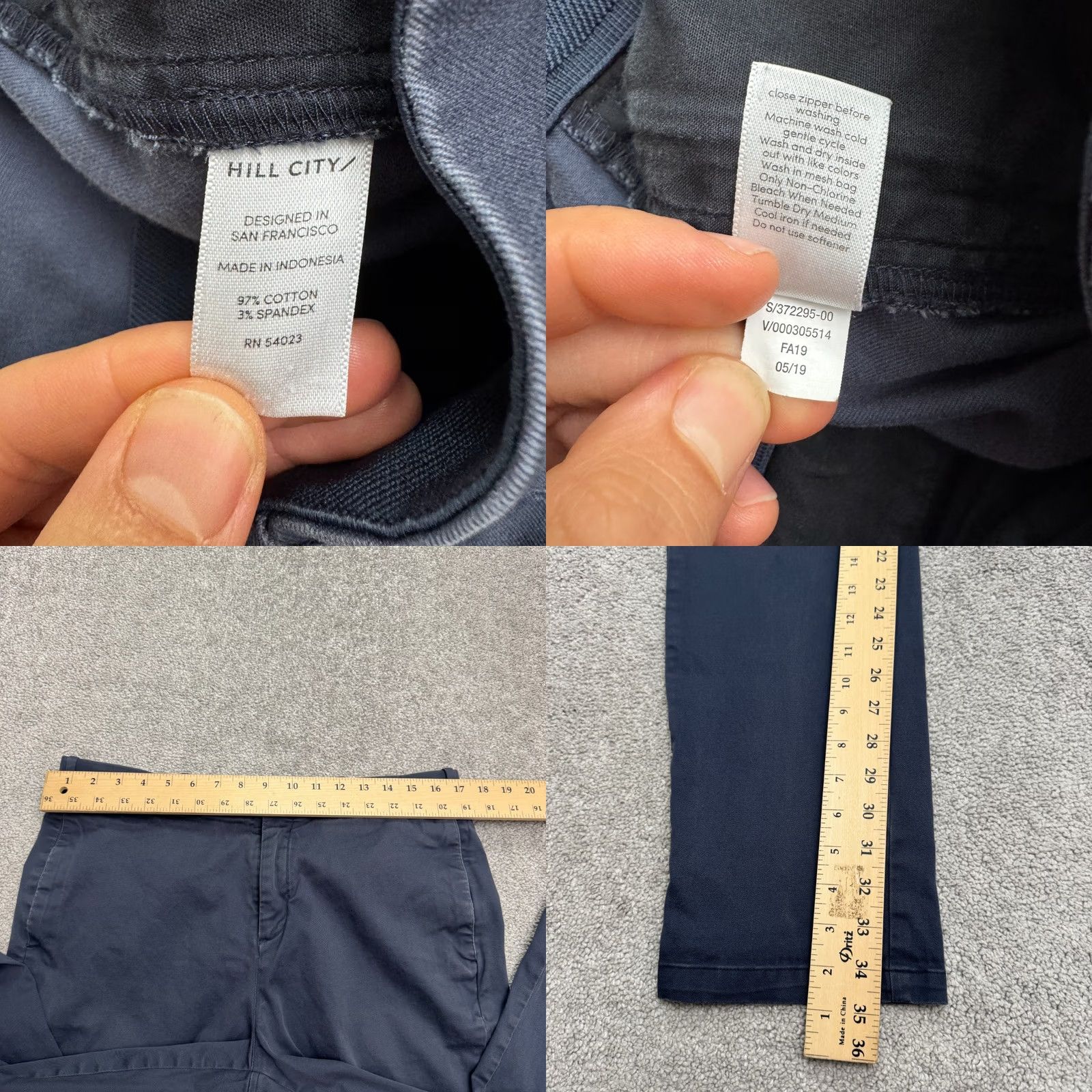 Vintage Hill City Everyday Chino Pants Mens 34x36 Navy Blue Cotton Flat Front Casual Shirt Pants Black? Size US 34 / EU 50 - 8 Thumbnail