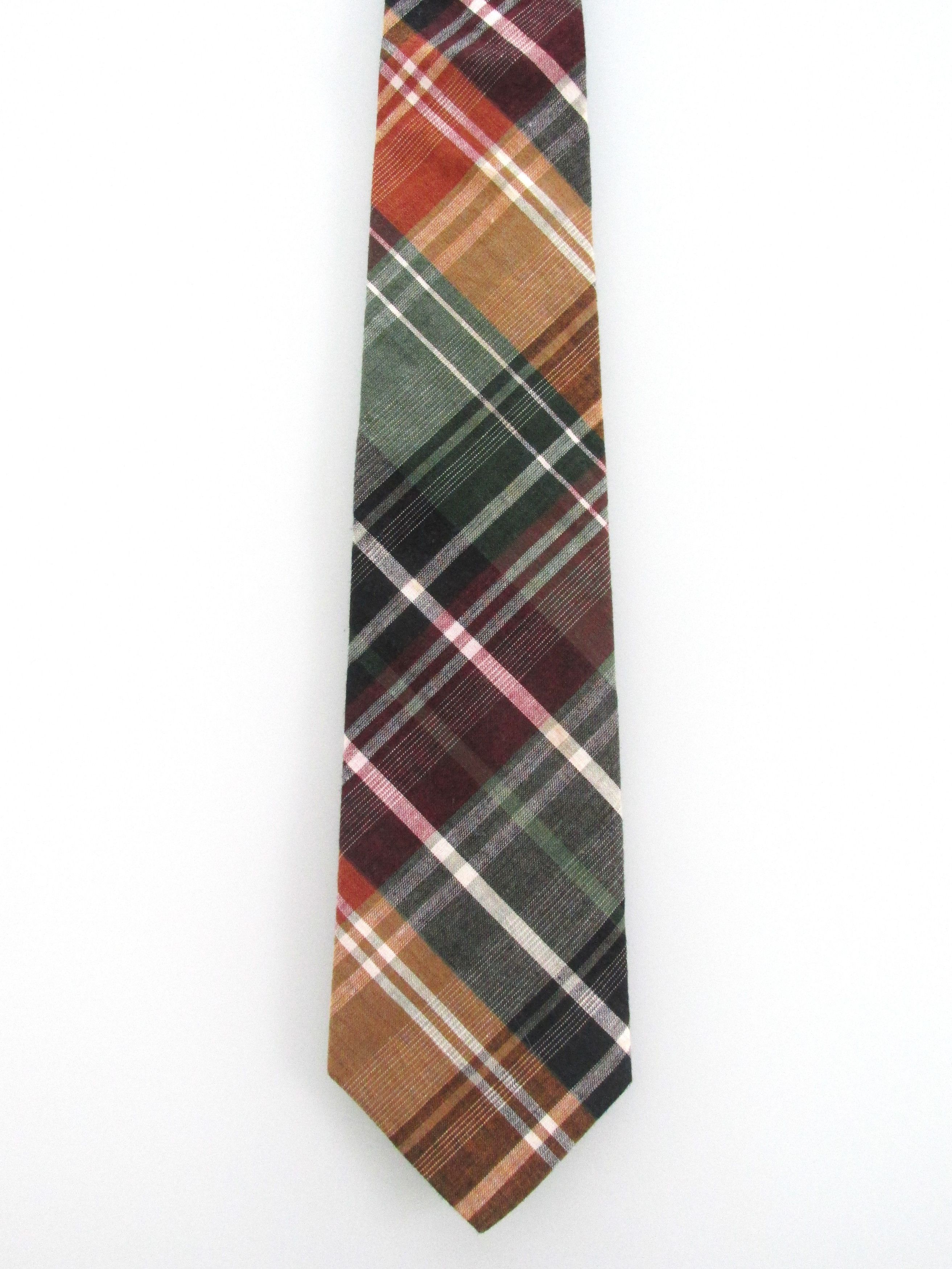 Vintage Rooster Vintage Men's Cotton Plaid Ties Size ONE SIZE - 2 Thumbnail