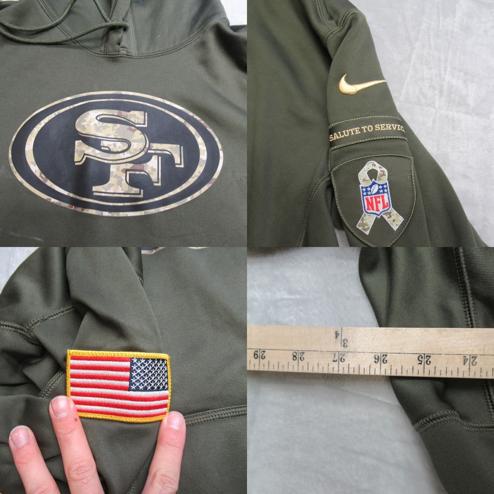 Nike VINTAGE Salute To Service San Francisco 49ers Hoodie Men Large Nike NFL Green Therma-FIT Size US L / EU 52-54 / 3 - 8 Thumbnail