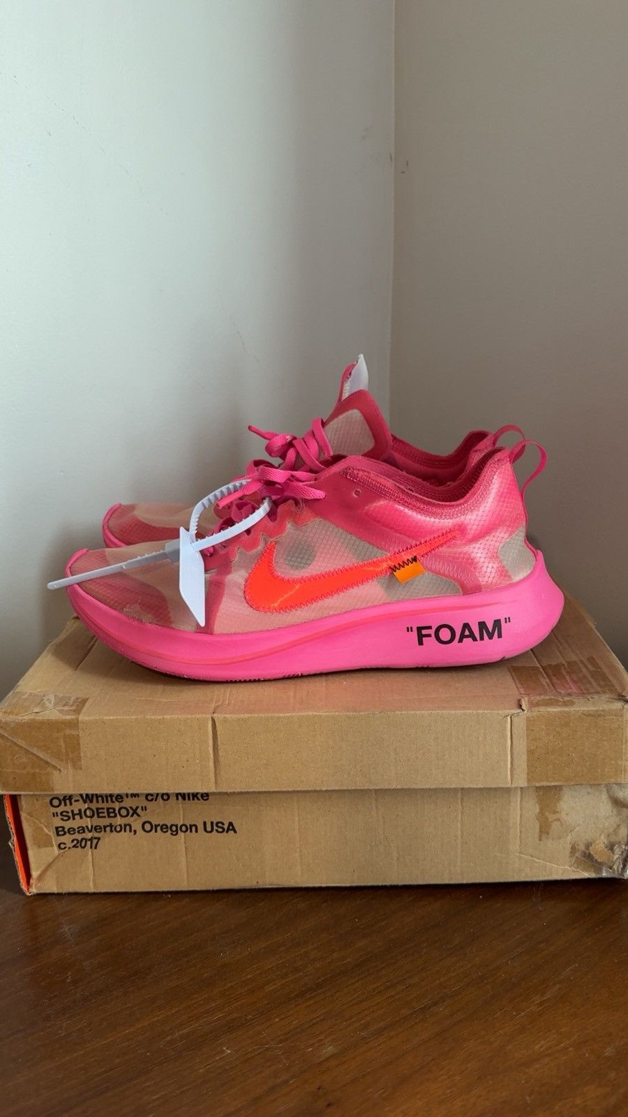 Nike × Off-White Nike Zoom Fly Off-White “Tulip Pink” Size US 10.5 / EU 43-44 - 1 Thumbnail