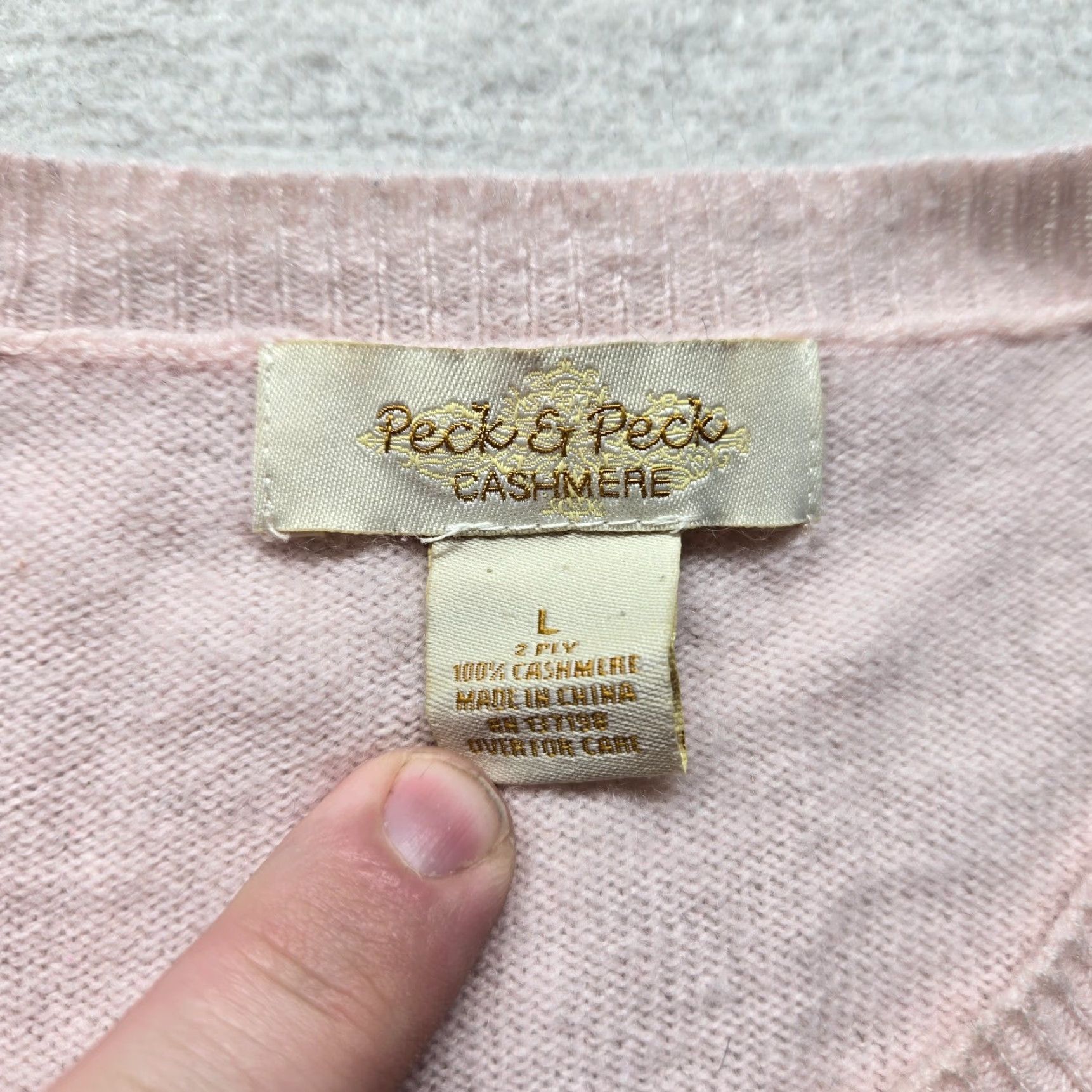 Vintage Peck & Peck Sweater 100% Cashmere Solid Light Pink Long Sleeve Women's L Pullover Knit Casual Winter Ladies S-3? Size L / US 10 / IT 46 - 2 Thumbnail