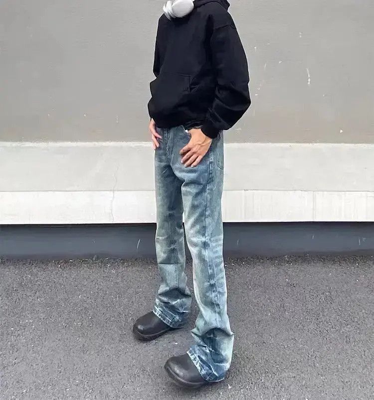 Japanese Brand High Street Washed Loose Hip Hop Micro Flare Jeans Size US 32 / EU 48 - 4 Thumbnail