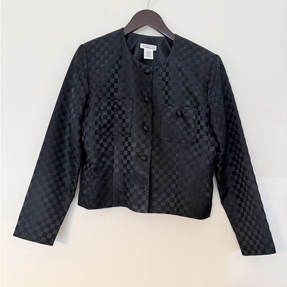 Talbots Vintage 90s Talbots Black Checkerboard Jacquard Blazer Size M / US 6-8 / IT 42-44 - 1 Thumbnail