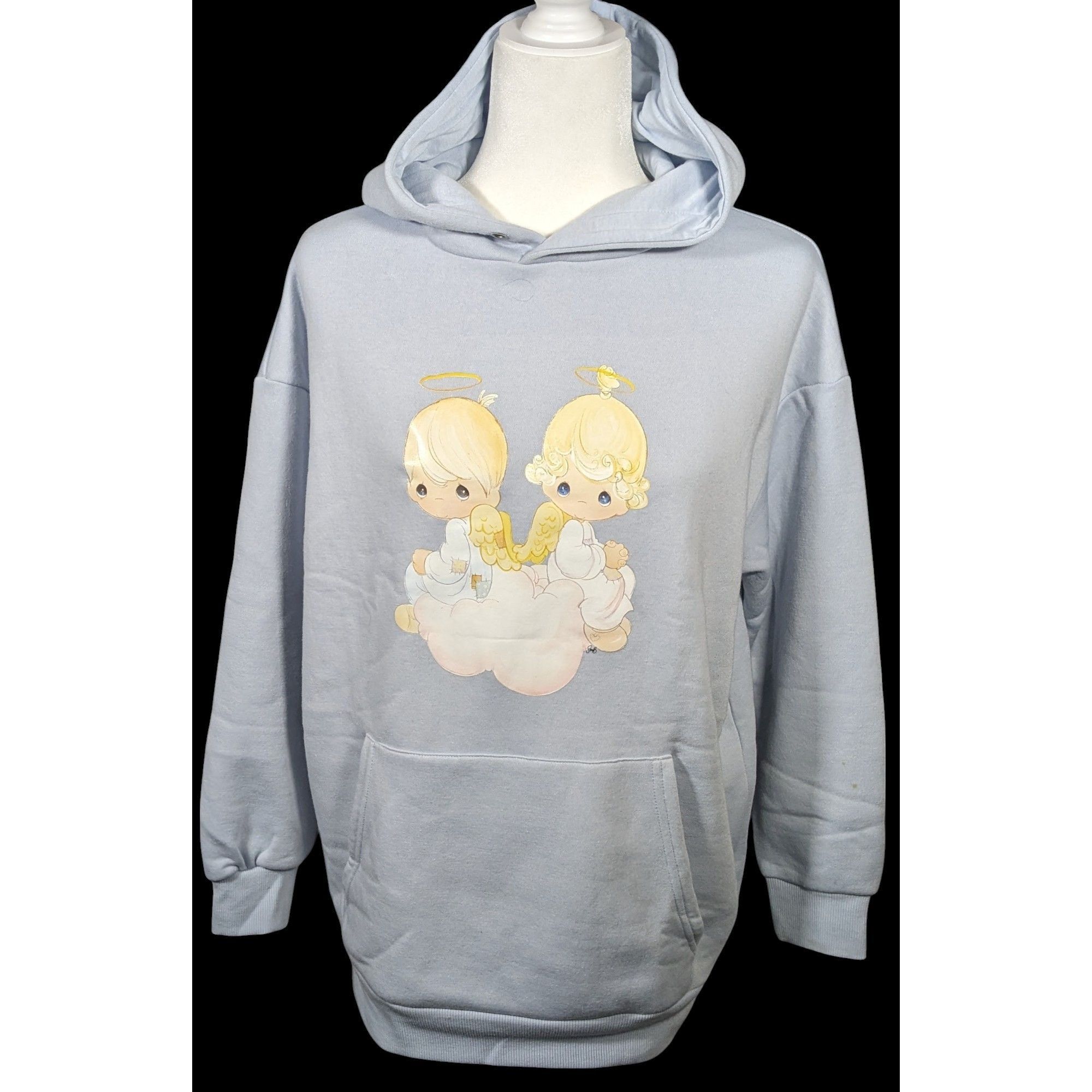 Forever 21 Precious Moments Angel Light Blue Super Soft Oversized Hoodi Size S / US 4 / IT 40 - 2 Thumbnail