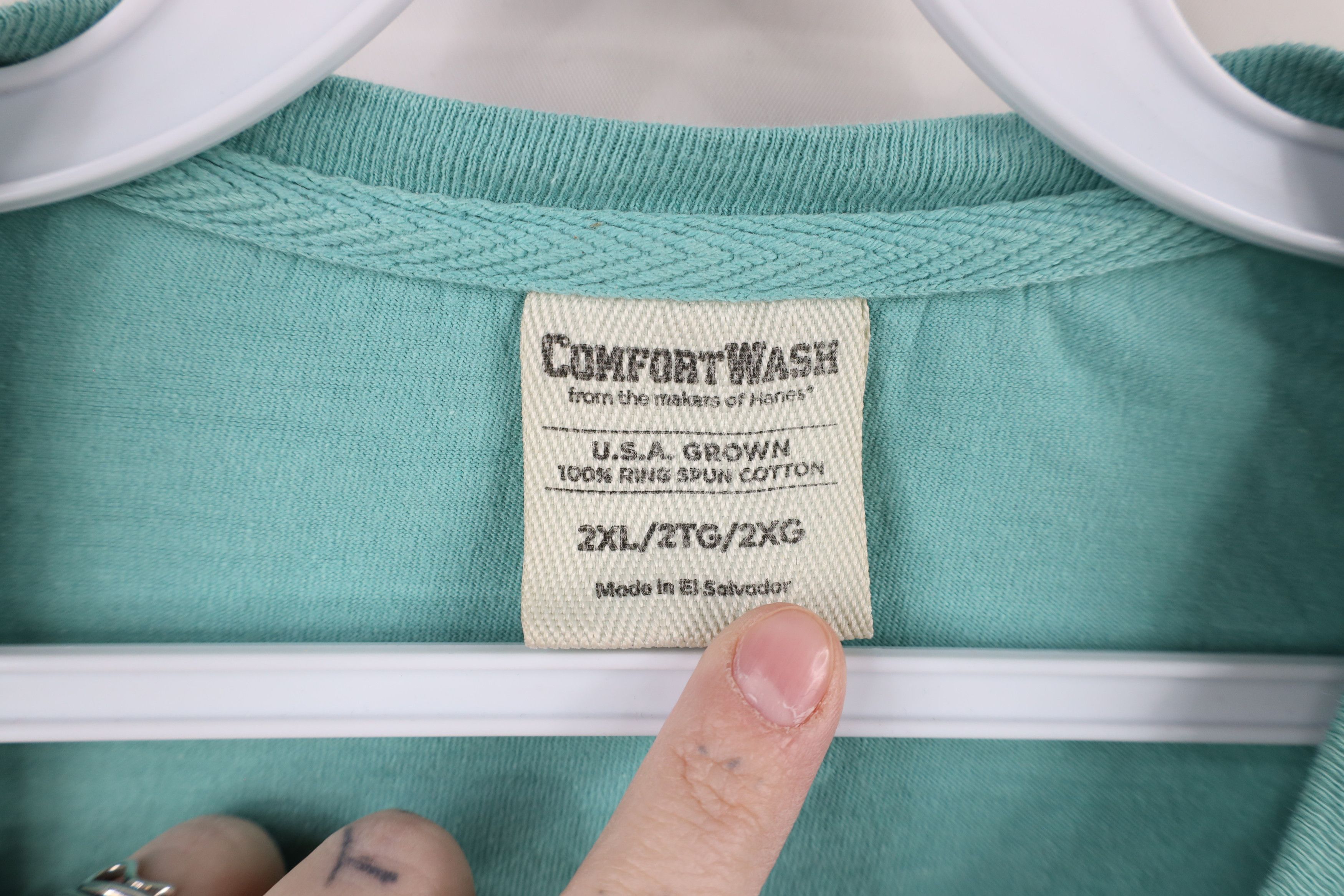 Vintage Vintage 90s Streetwear Blank Long Sleeve T-Shirt Teal Cotton Size US XXL / EU 58 / 5 - 4 Thumbnail