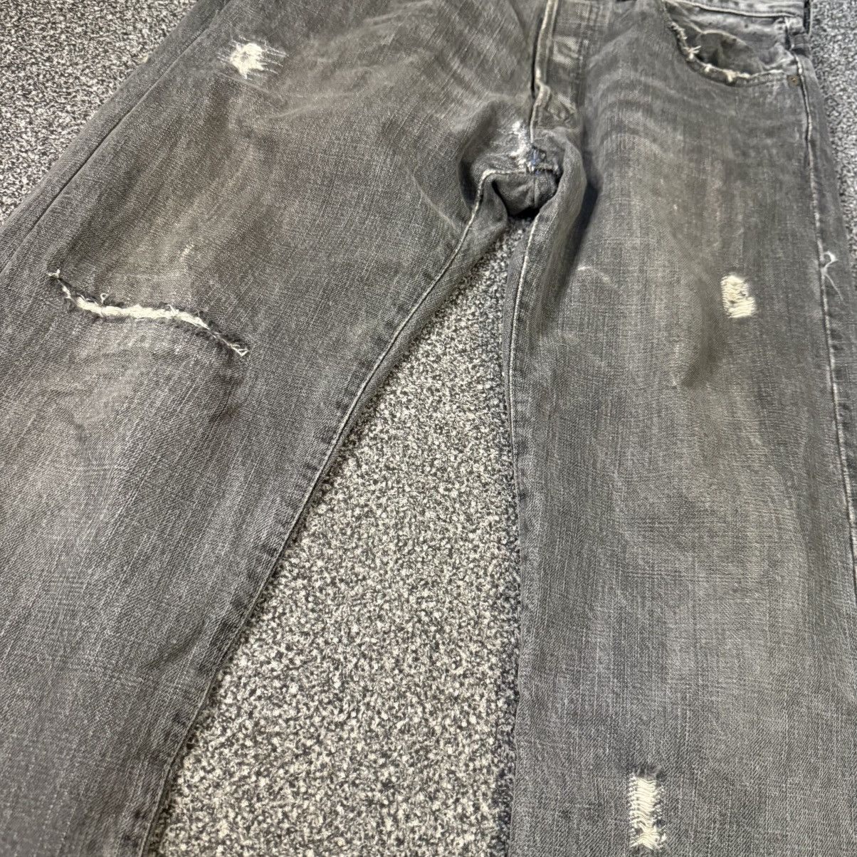 Studio D'Artisan Vintage Crazy Distressed Ripped Osaka Faded Indigo Denim Size US 33 - 4 Thumbnail