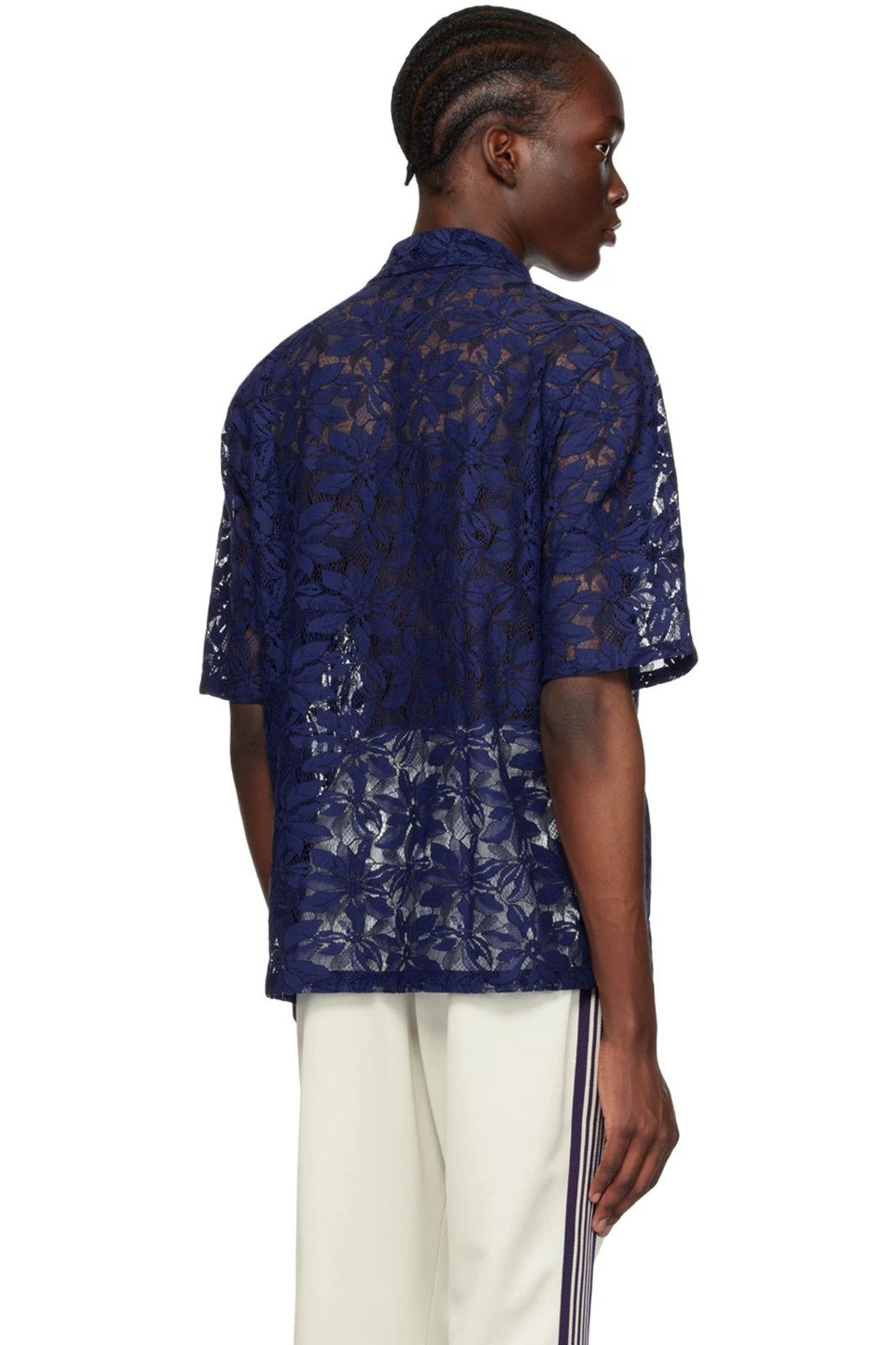 Needles !DS! SS23 Needles Cabana Lace Navy Short Sleeve Shirt Size US L / EU 52-54 / 3 - 7 Thumbnail