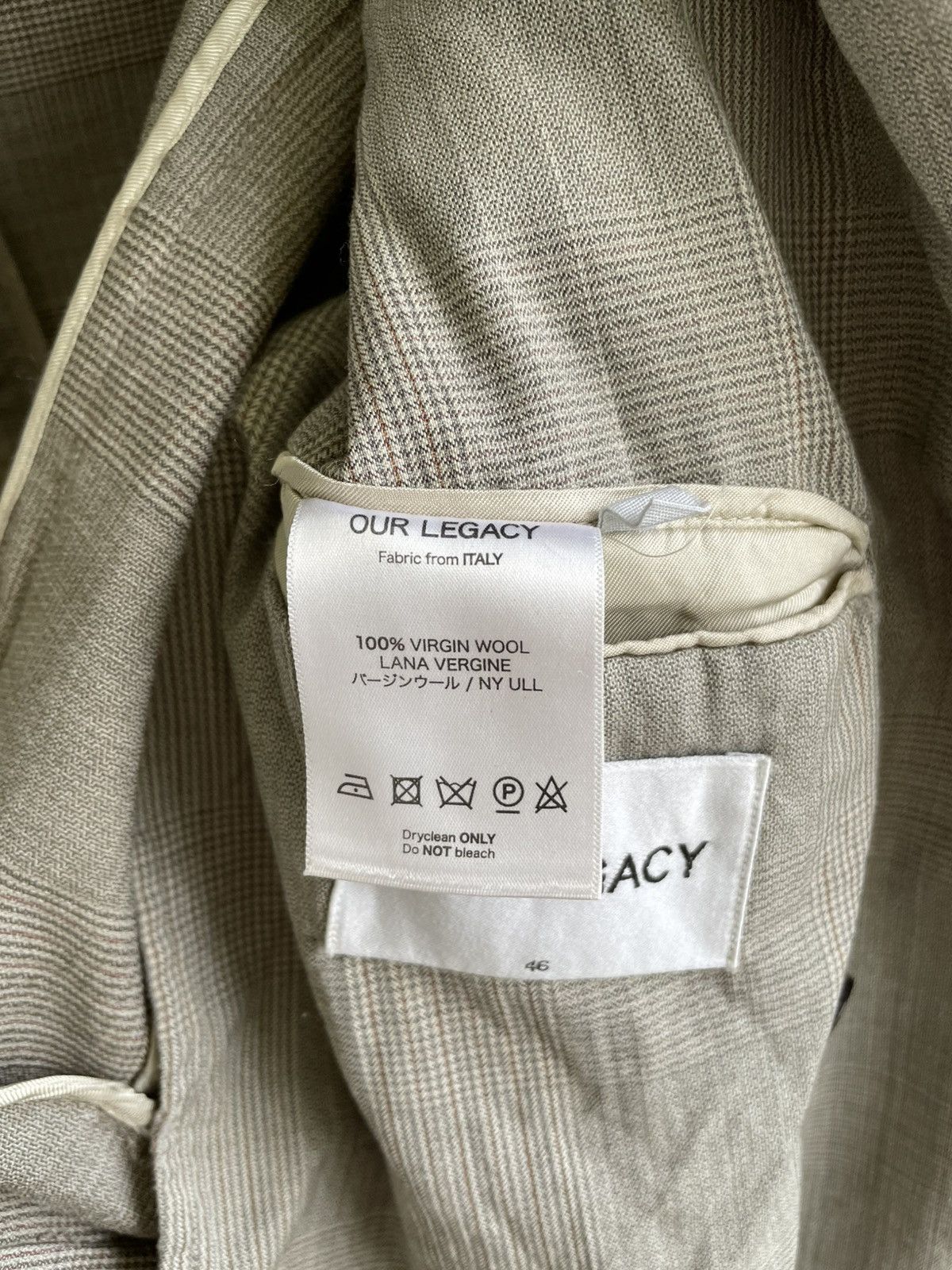 Our Legacy OUR LEGACY Blazer 100% Virgin Wool Beige Tweed Size 46S - 17 Thumbnail