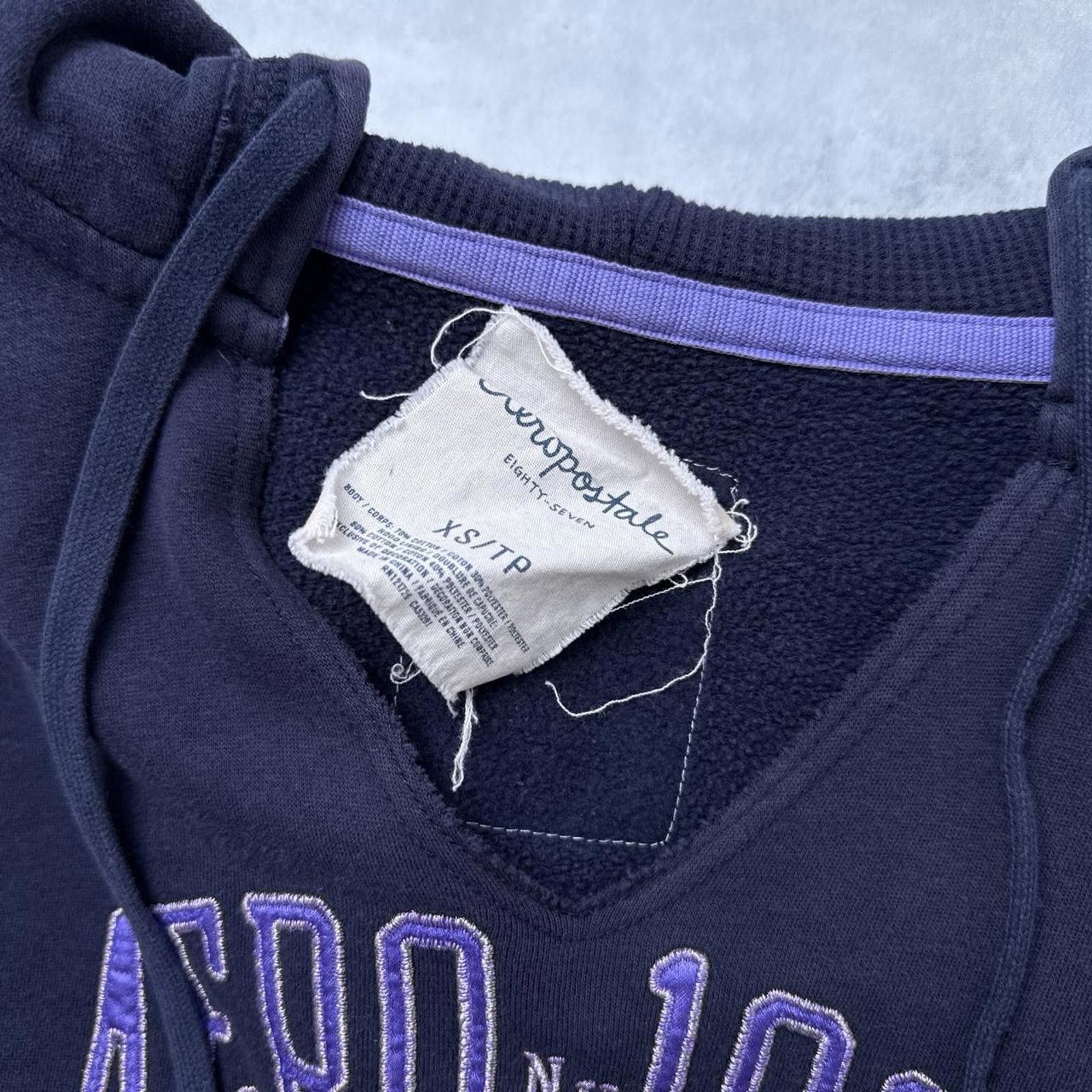 Aeropostale Y2K Aeropostale 00s Navy Hoodie Jacket Size XS / US 0-2 / IT 36-38 - 6 Thumbnail