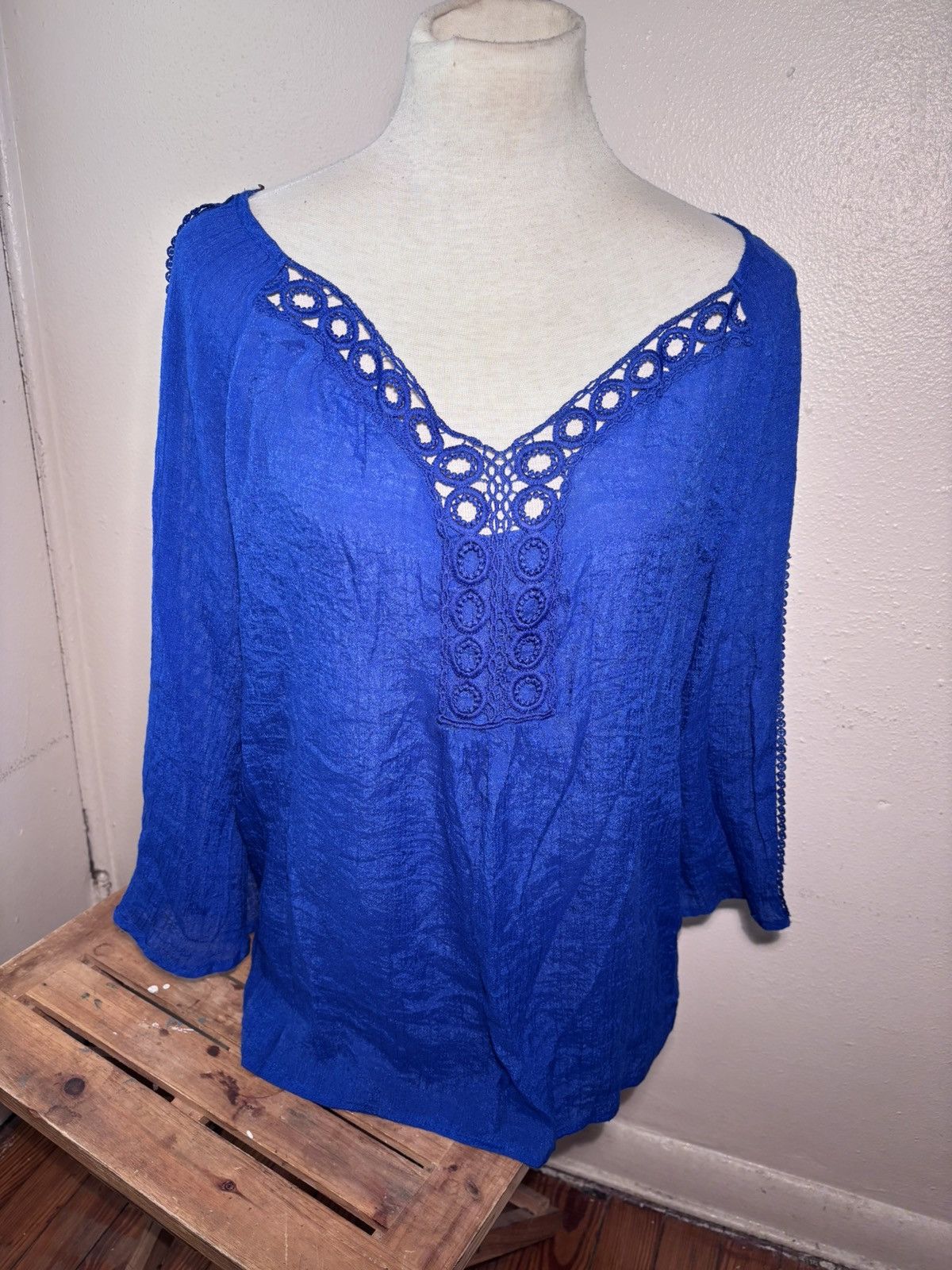 Other Zac & Rachel Lace Trim Peasant Blouse Size XXL / US 16-18 / IT 52-54 - 1 Thumbnail