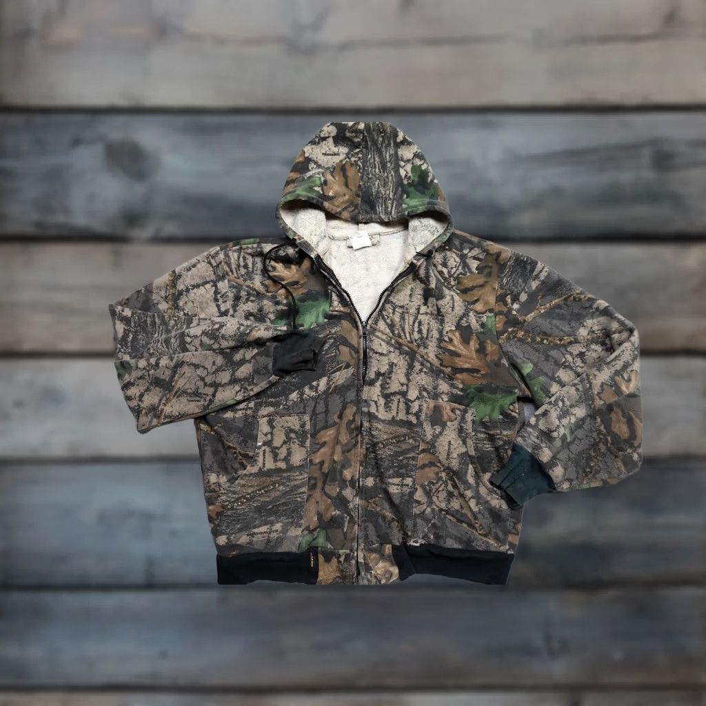 Vintage VINTAGE Trailcrest Camo Sweatshirt Hoodie Mens XL Full Zip Pockets Outdoor Hunting Winter Camouflage Cotton Polyester Fleece Jacket Size US XL / EU 56 / 4 - 1 Thumbnail