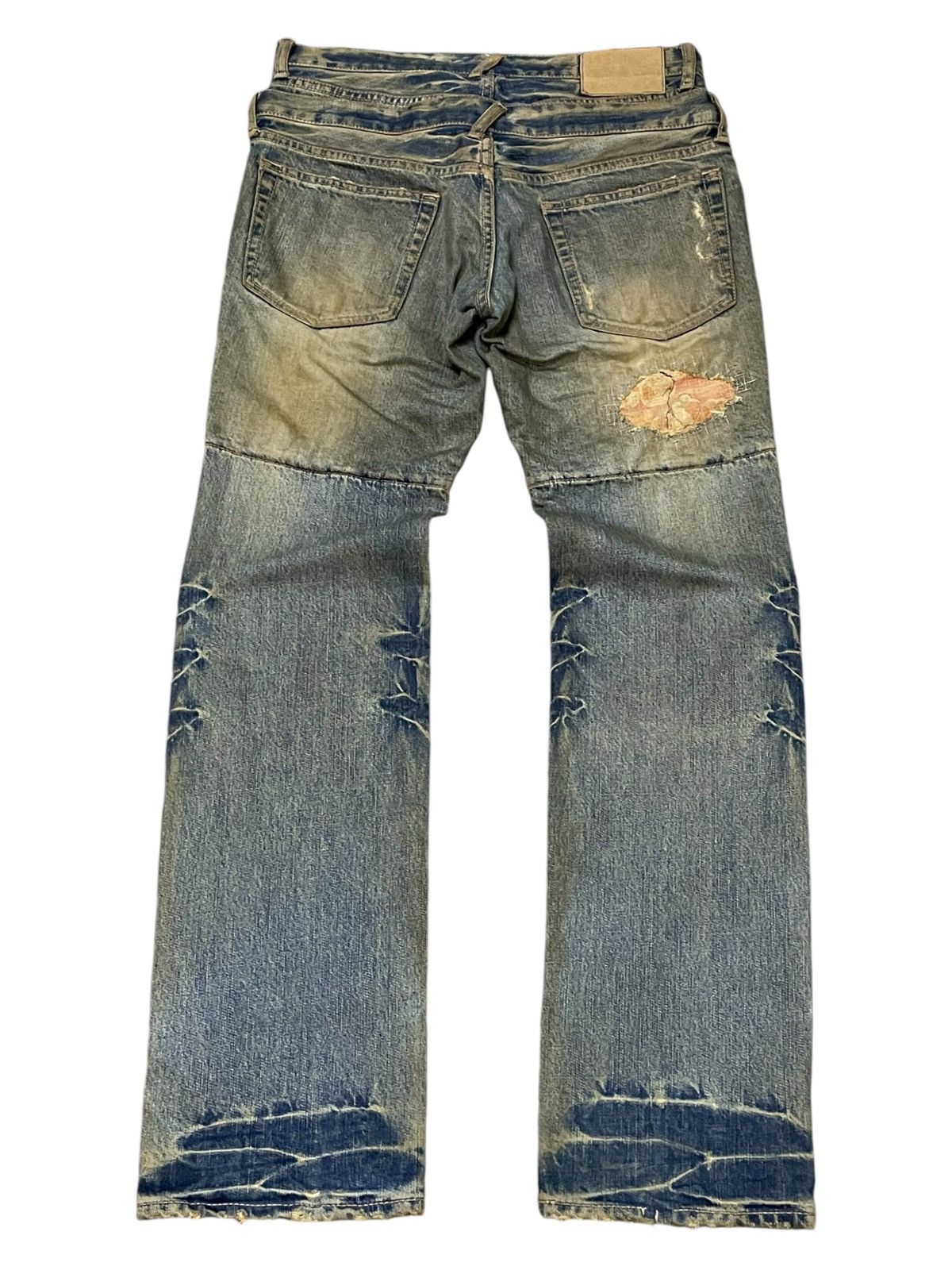 Japanese Brand Archive PPFM Pierced Mud Wash Double Waist Distressed Jeans Size US 31 - 2 Thumbnail