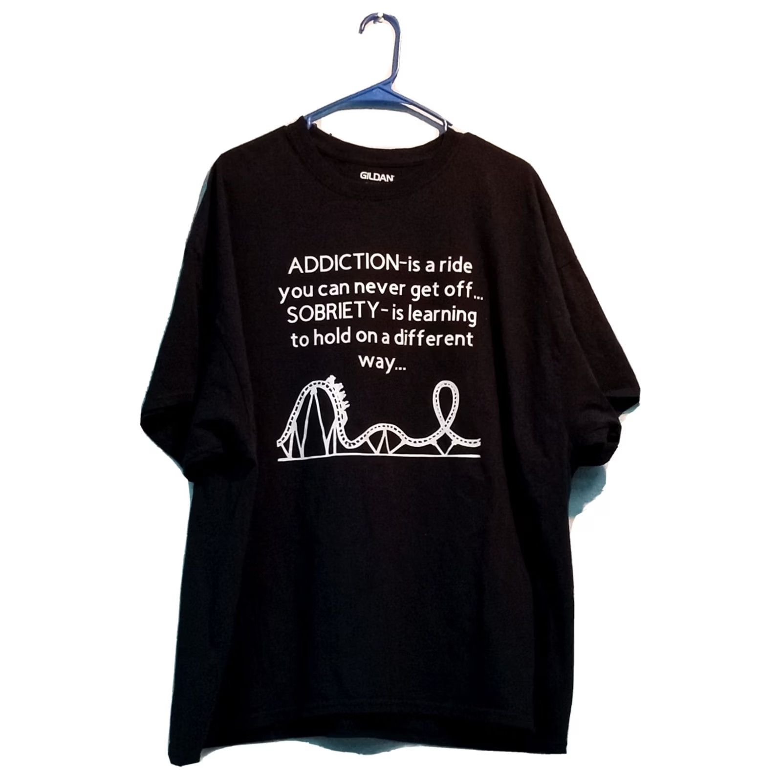 Gildan ADDICTION - SOBRIETY BLACK 3XL SS TSHIRT GILDAN COTTON 52" X 32" Size US XXL / EU 58 / 5 - 2 Thumbnail