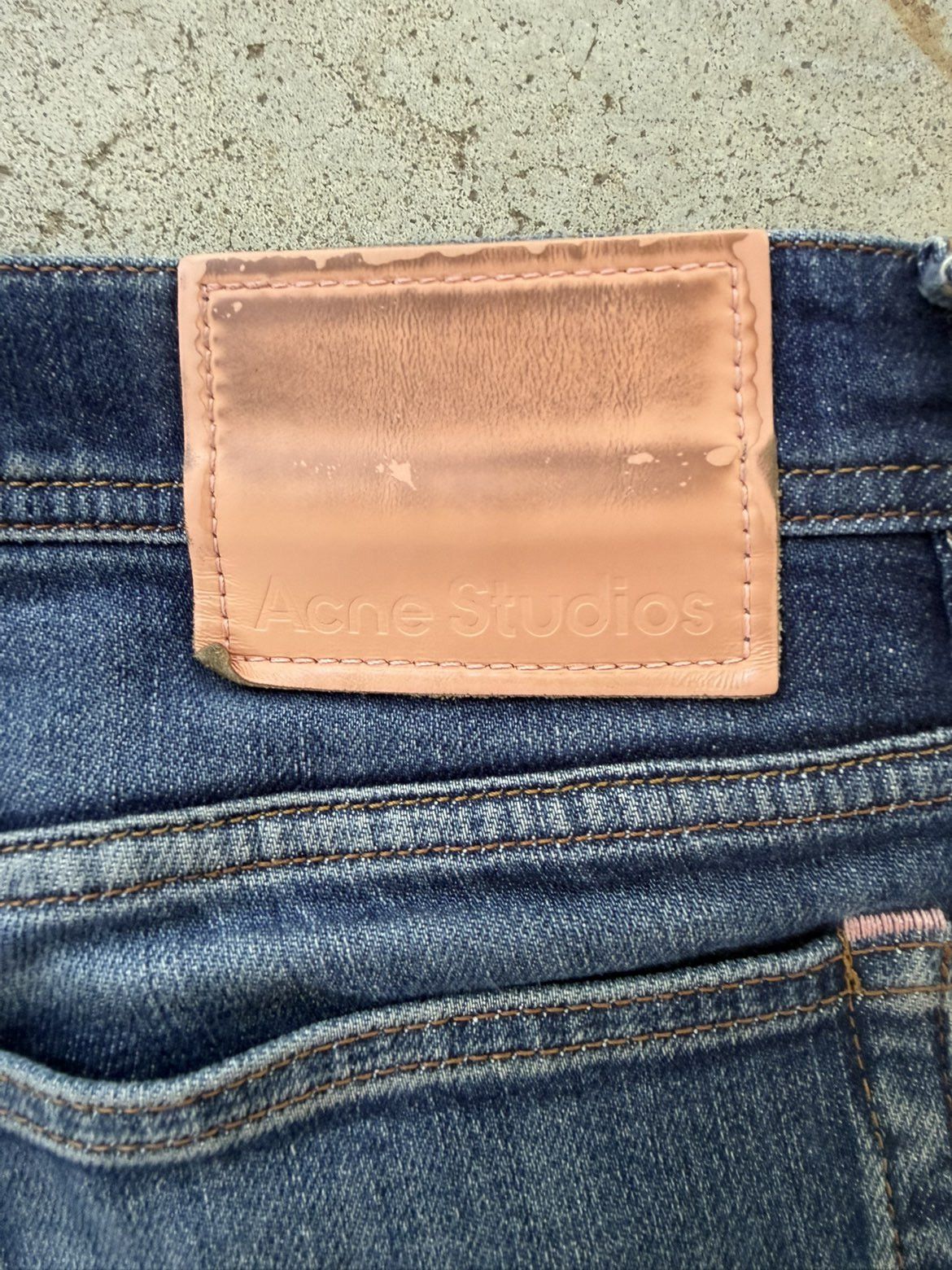Acne Studios North Dark Blue Leather Patch Denim Jeans Size US 32 / EU 48 - 3 Thumbnail