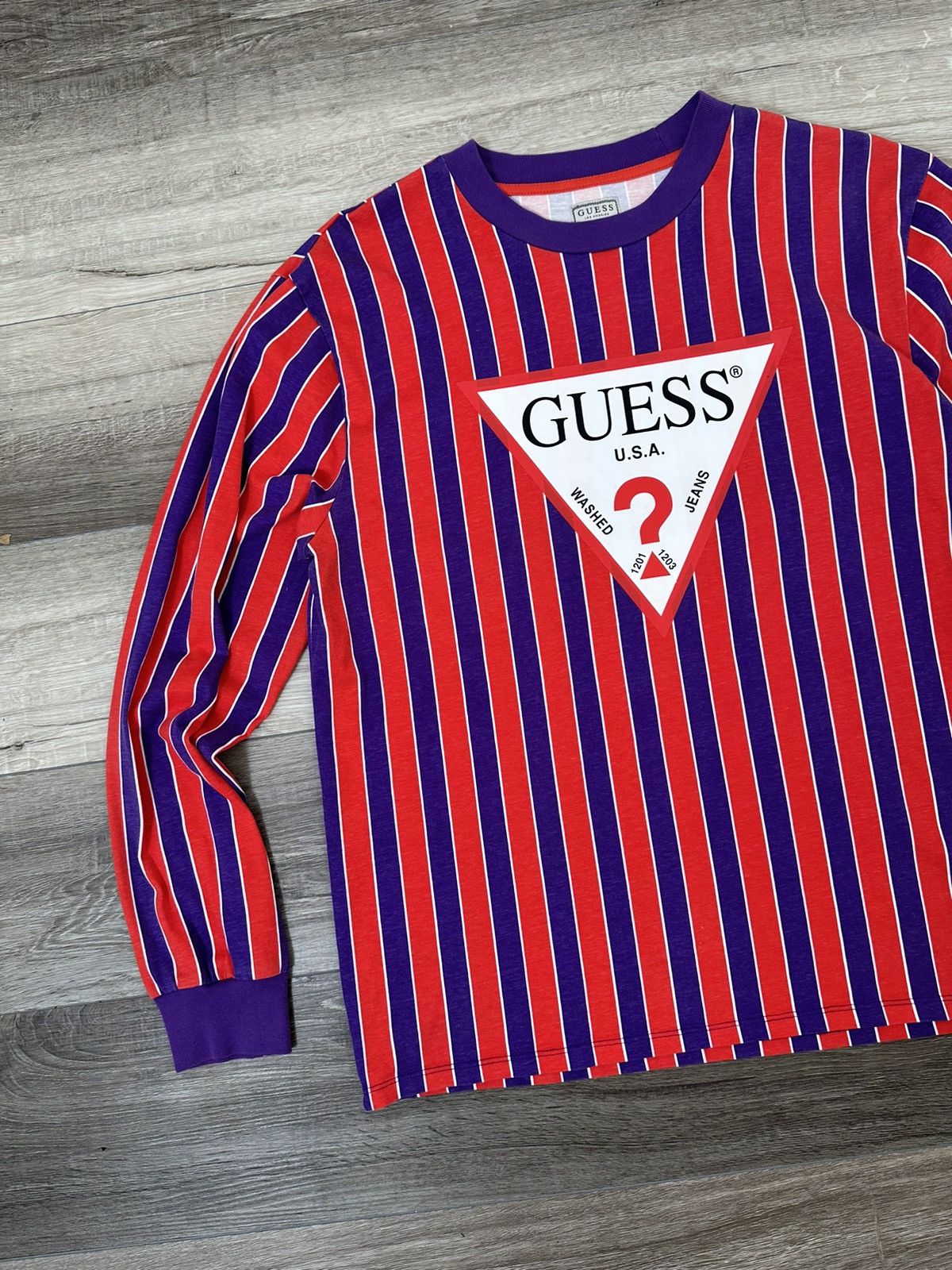 Guess AMAZING Guess USA OG Striped Triangle Classic Logo Tee Size US L / EU 52-54 / 3 - 2 Thumbnail