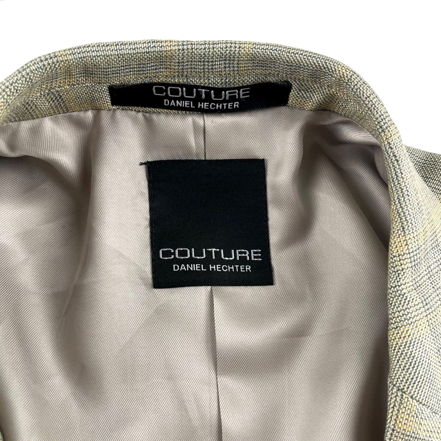 Vintage Daniel Hechter Beige Windowpane Plaid Blazer 44 Long Mens Size 44R - 3 Thumbnail