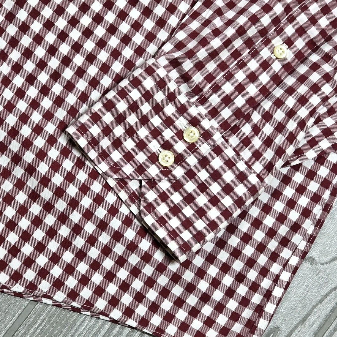 Brooks Brothers Brooks Brothers Dress Shirt Maroon White Long Sleeve - 17-36 Gingham Men Regular Button Up Shirt Size 46R - 5 Thumbnail