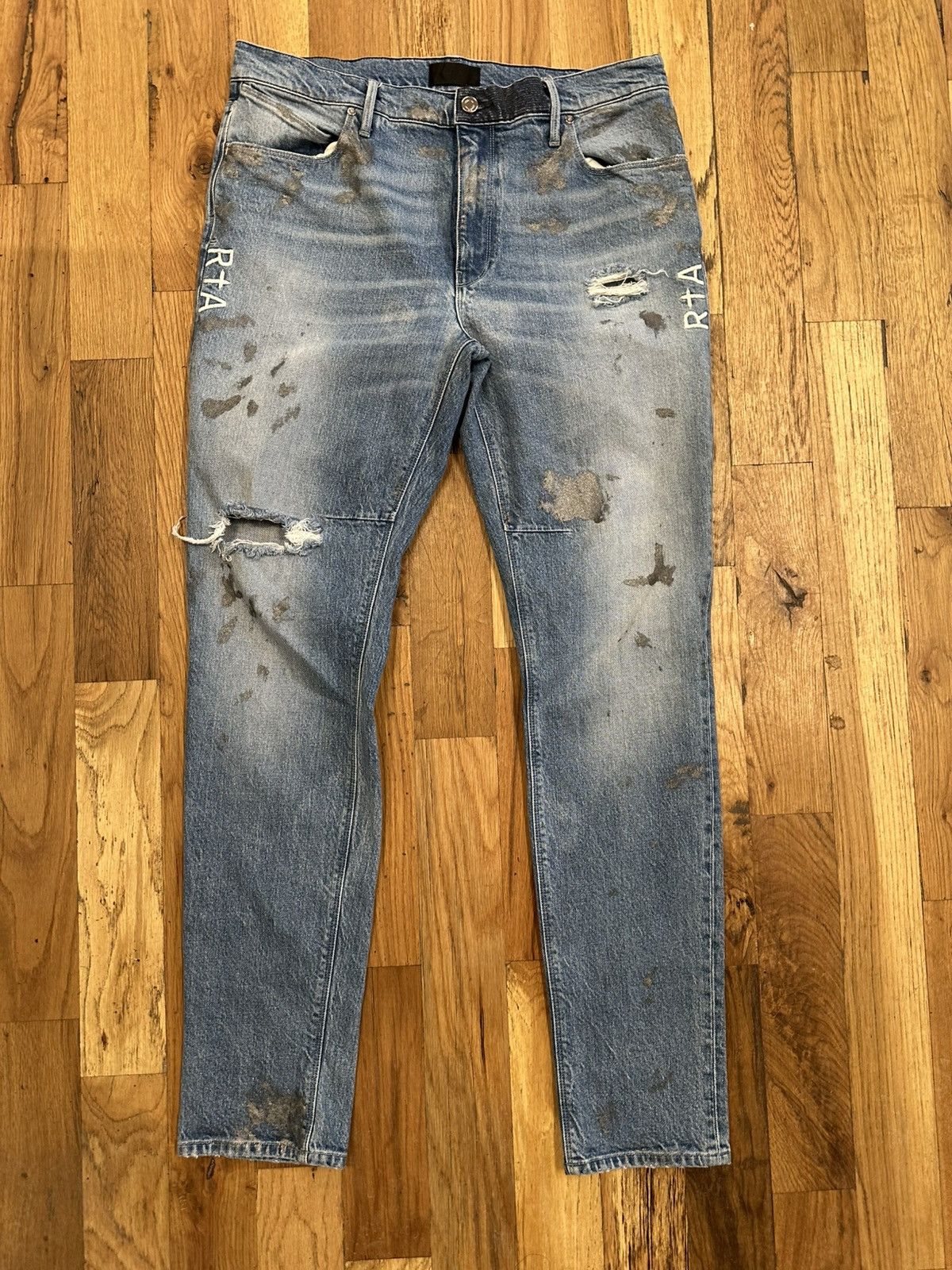 Rta RTA Silver Splatter White Spell Blue Denim Jeans Size 34 Size US 34 / EU 50 - 1 Thumbnail