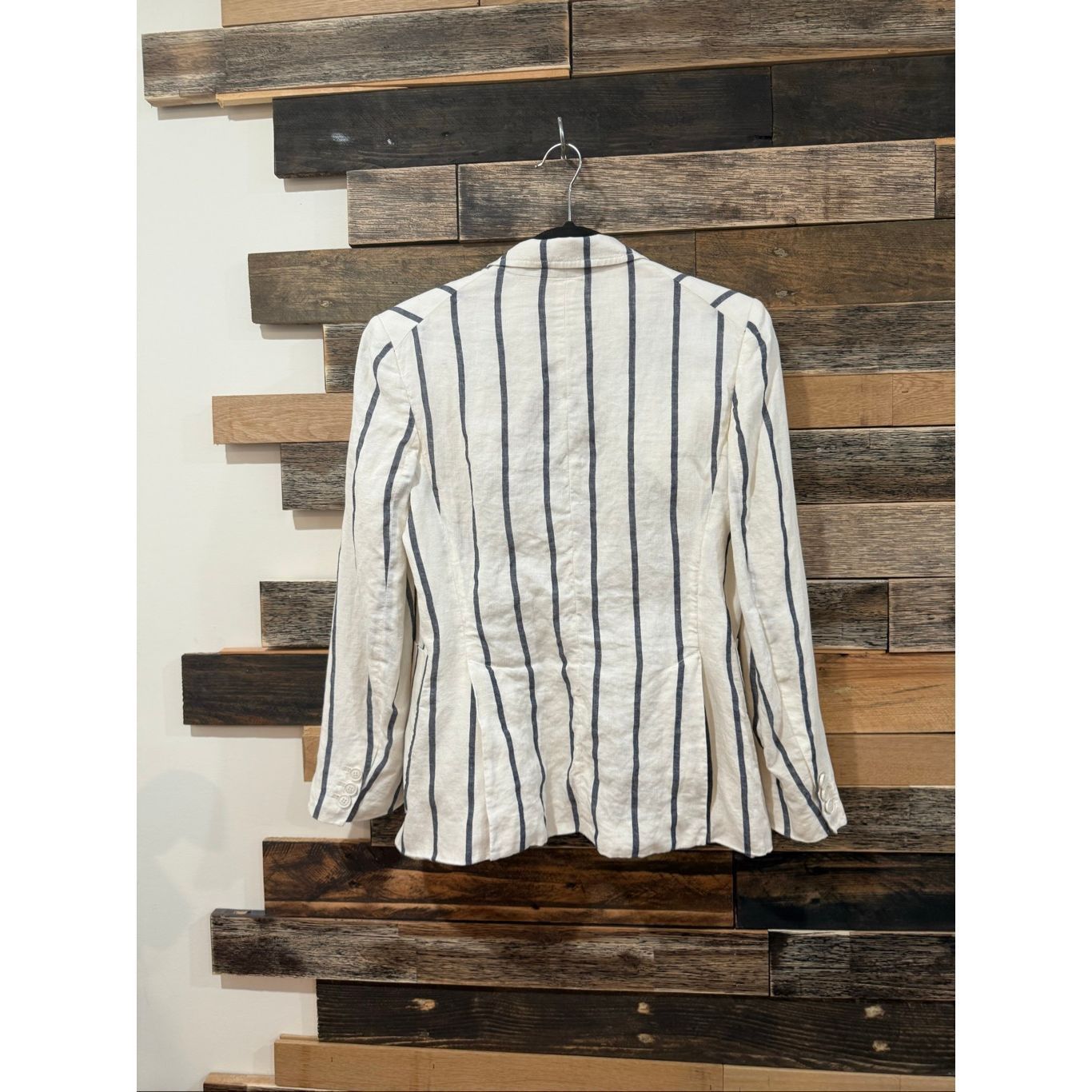 Theory Theory Blazer Jacket 'Brightdale' Cream Wide Blue Gray Strip Size M / US 6-8 / IT 42-44 - 2 Thumbnail