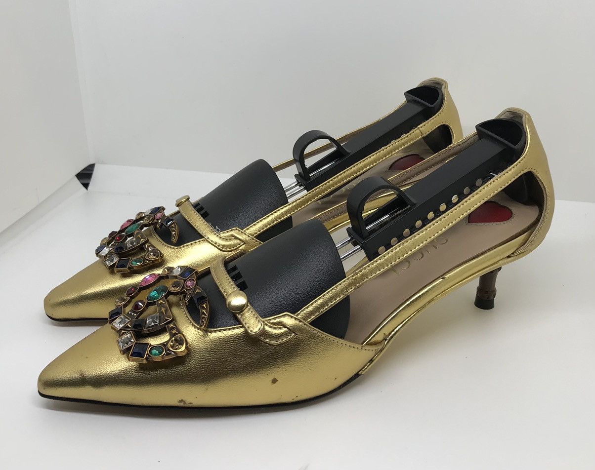 Gucci Gucci GG Crystal Bamboo Unia Heels Size US 8 / IT 38 - 1 Thumbnail