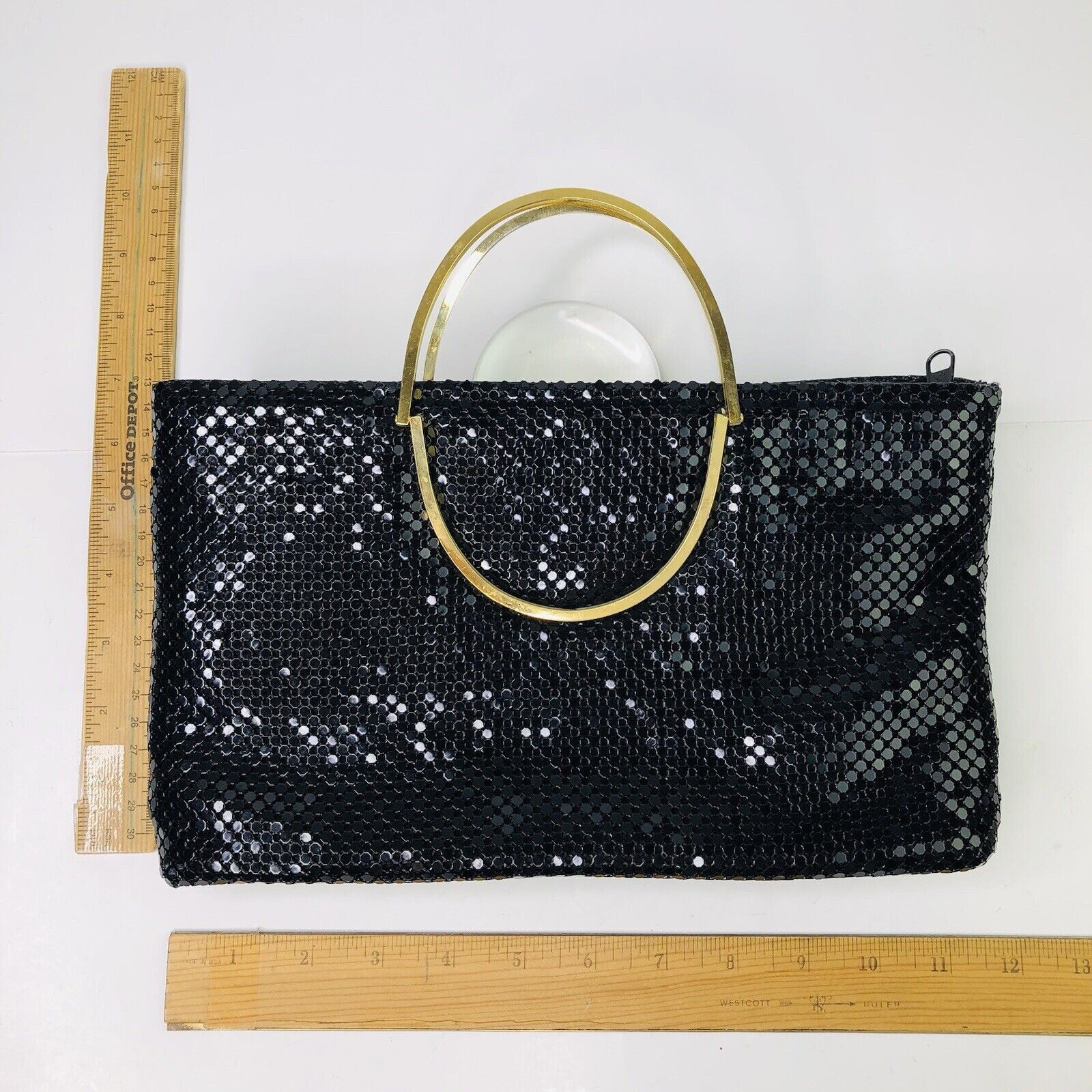 Other Black Blink Glam Mesh Clutch Handbag Foldable Gold Handle Size ONE SIZE - 2 Thumbnail